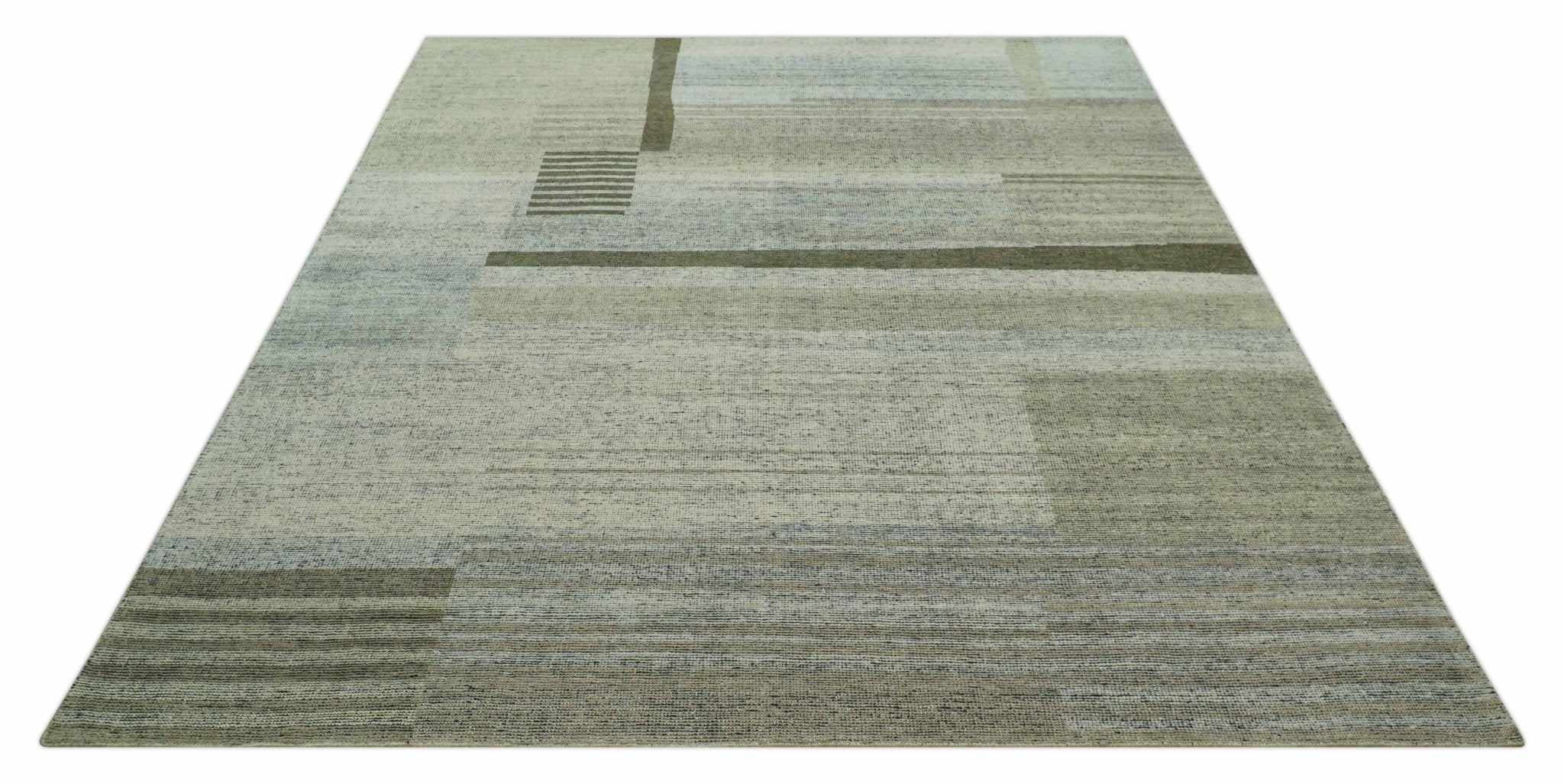 Custom Made Brown and Beige Contemporary Design Hand knotted Wool Area Rug - Image 10