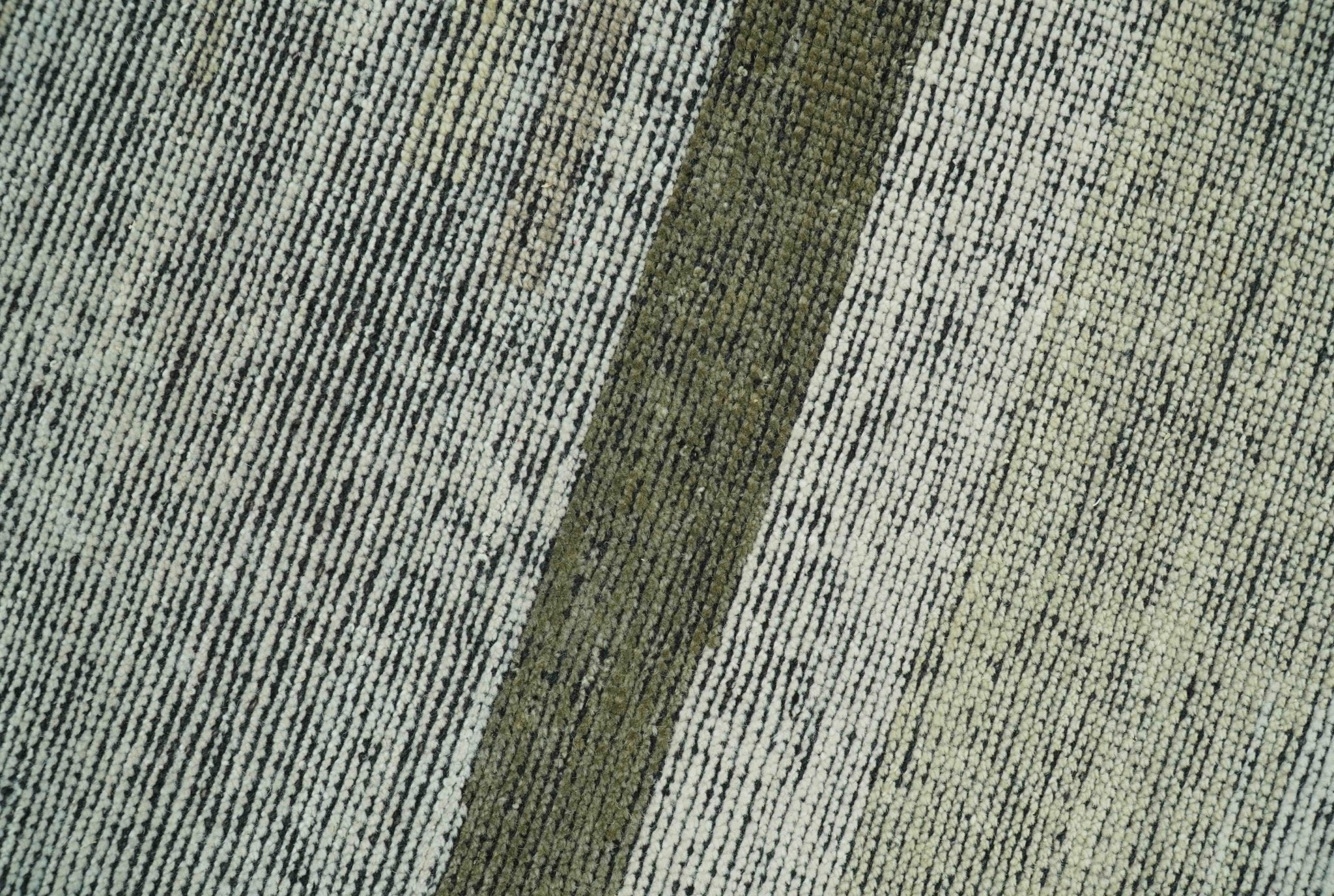 Custom Made Brown and Beige Contemporary Design Hand knotted Wool Area Rug - Image 6