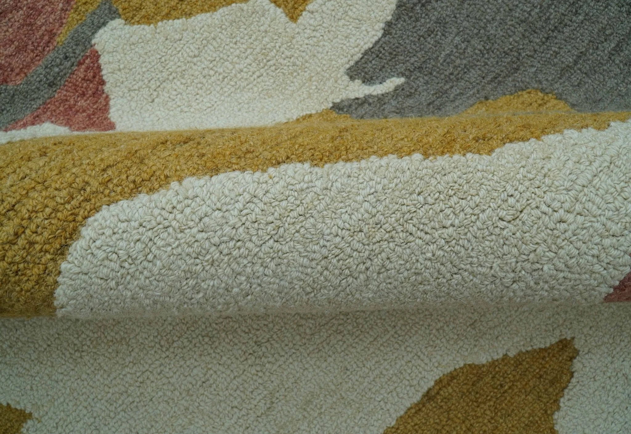 Custom Made Contemporary Abstract Ivory, Yellow And Rust Hand Tufted Wool Area Rug - Image 4