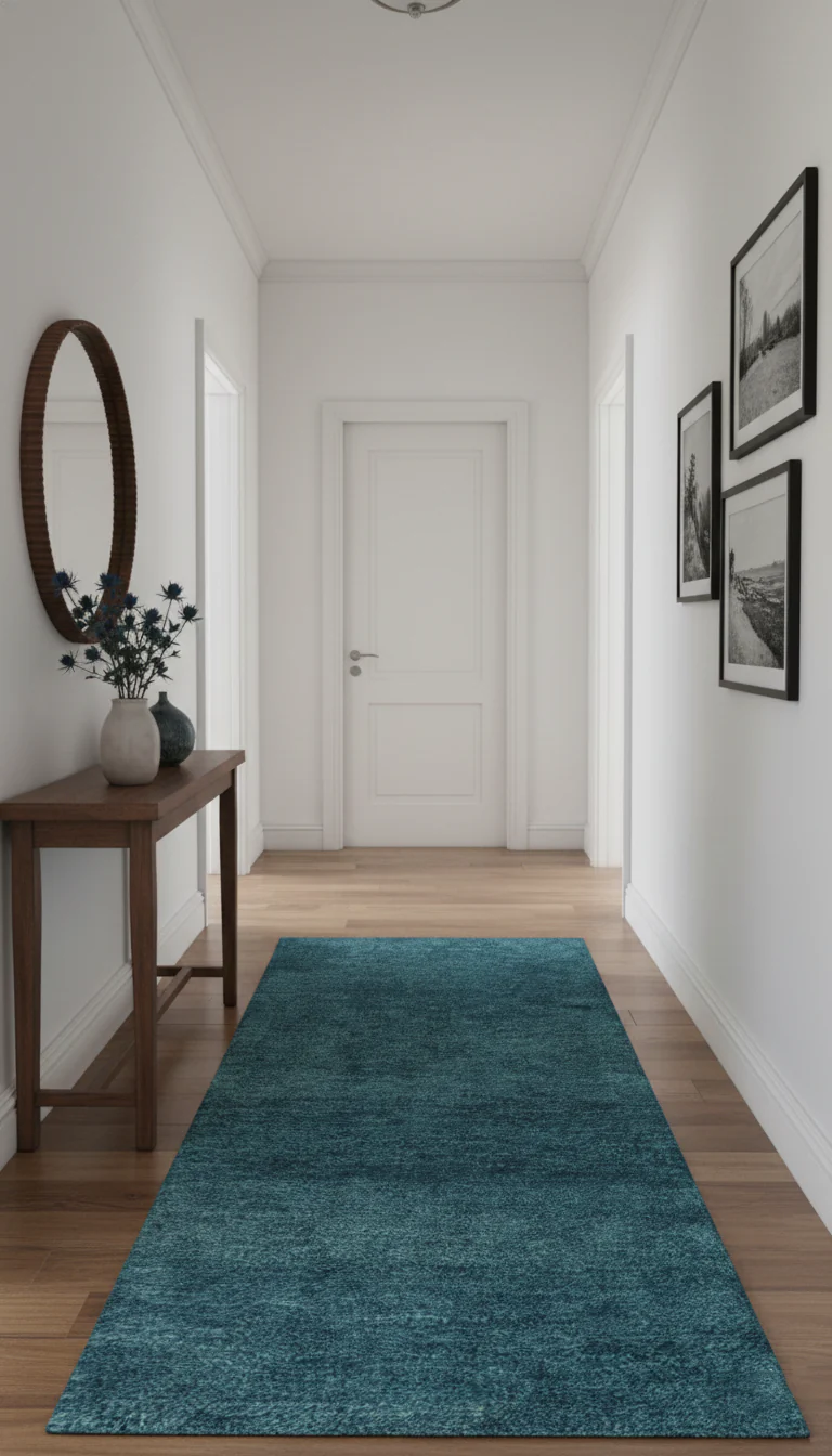 Custom Made Contemporary Solid Plush Blue Hand Knotted Wool Rug - Image 2