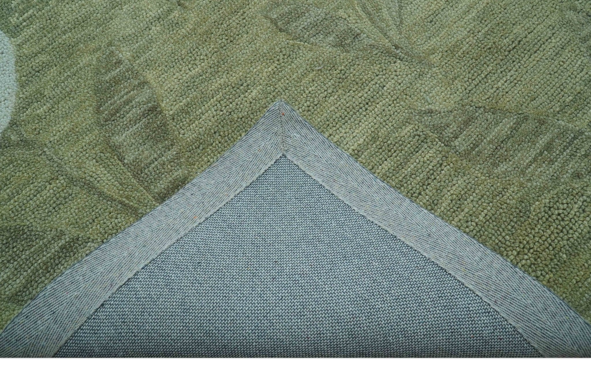 Custom Made Floral Olive Green Hand Tufted Wool Area Rug - Image 5