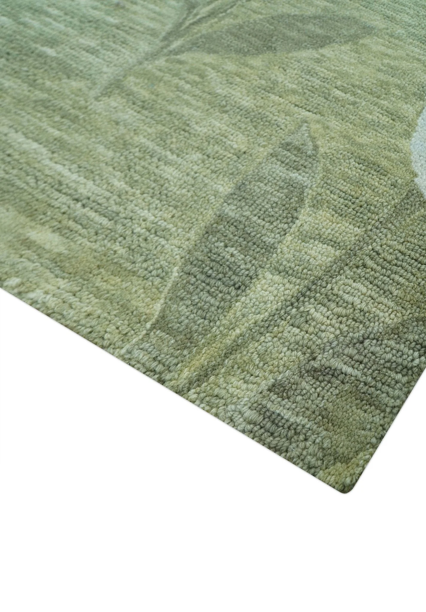 Custom Made Floral Olive Green Hand Tufted Wool Area Rug - Image 6