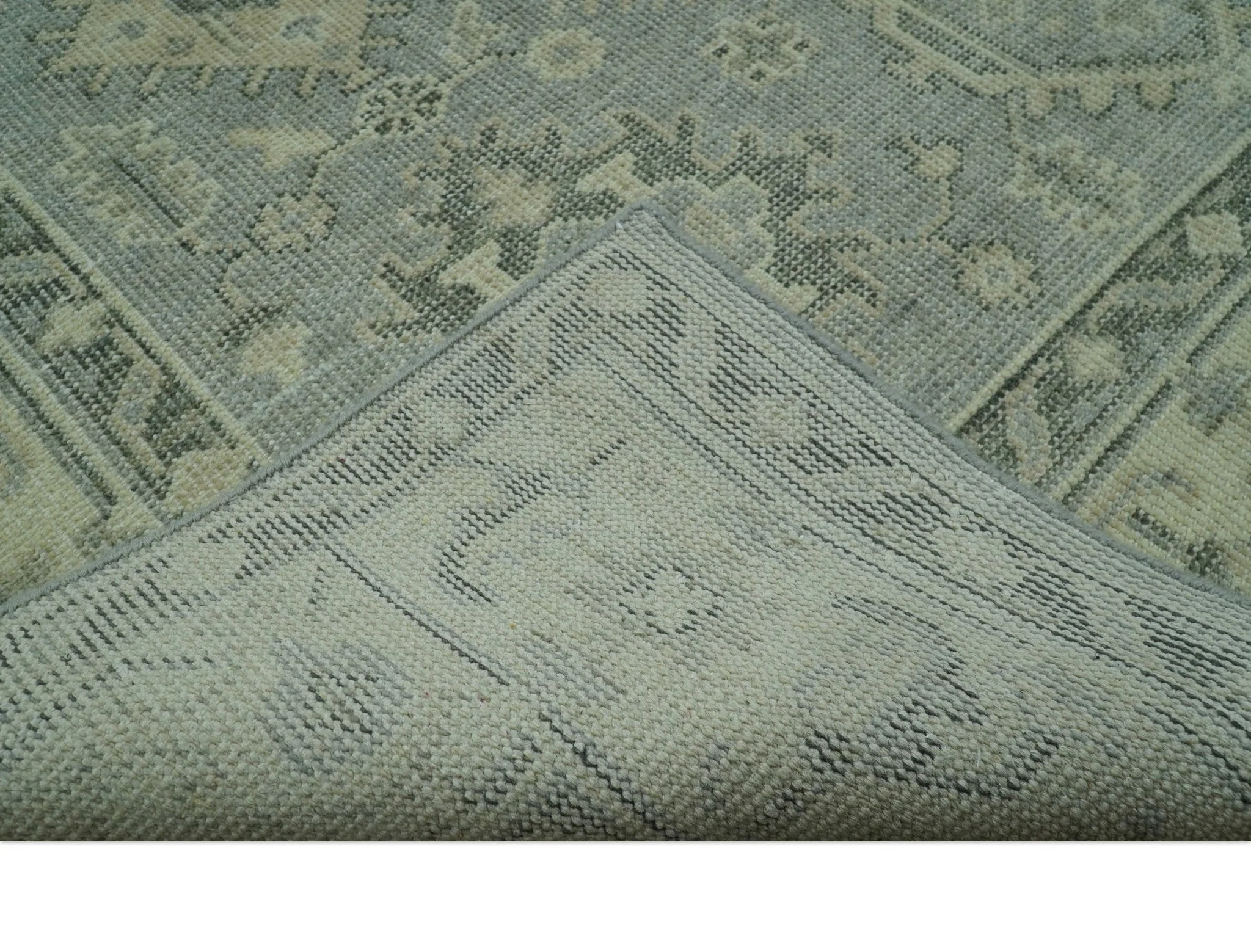 Custom Made Gray And Ivory Traditional Turkish Design Hand knotted Wool Area Rug - Image 3