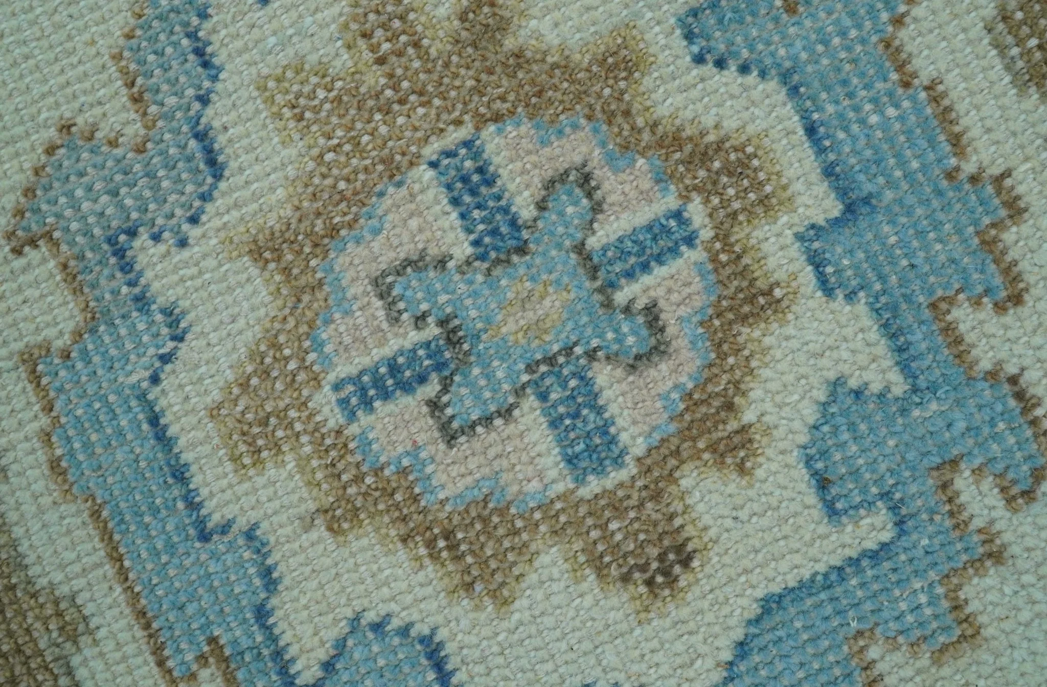 Custom Made Hand Knotted Beige and Blue Traditional Turkish Wool Area Rug - Image 10