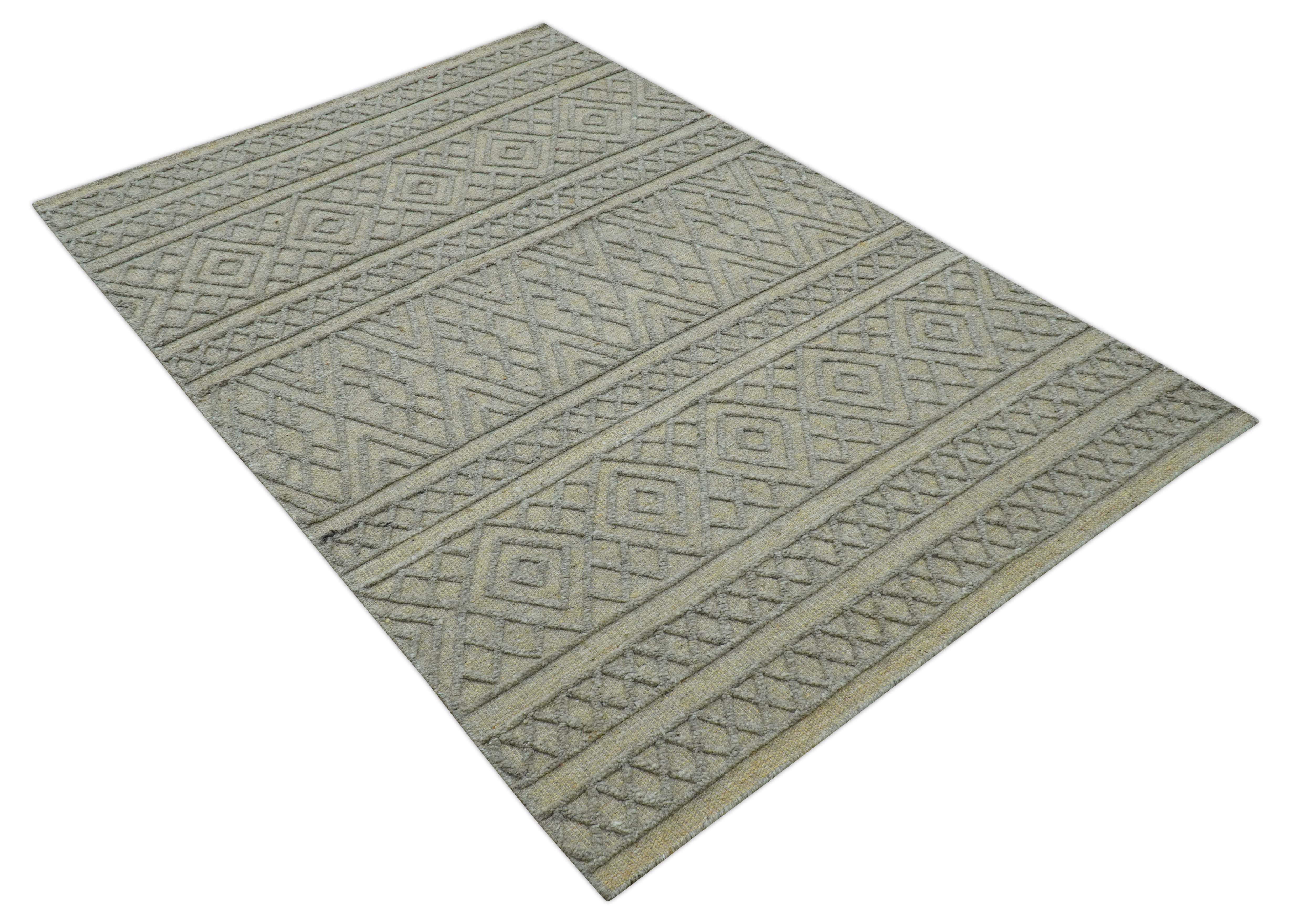 Custom Made Hand Knotted Modern Contemporary Gray Wool Area Rug - Image 10