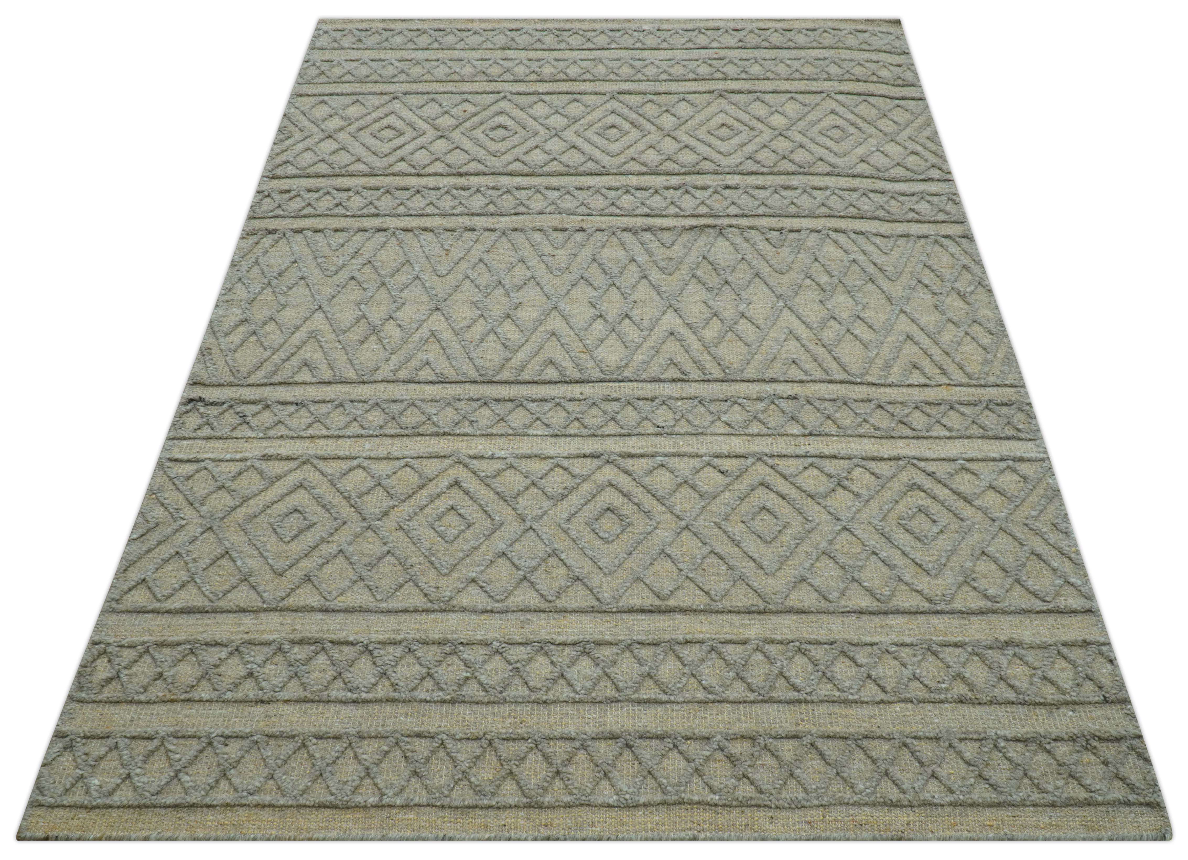 Custom Made Hand Knotted Modern Contemporary Gray Wool Area Rug - Image 11
