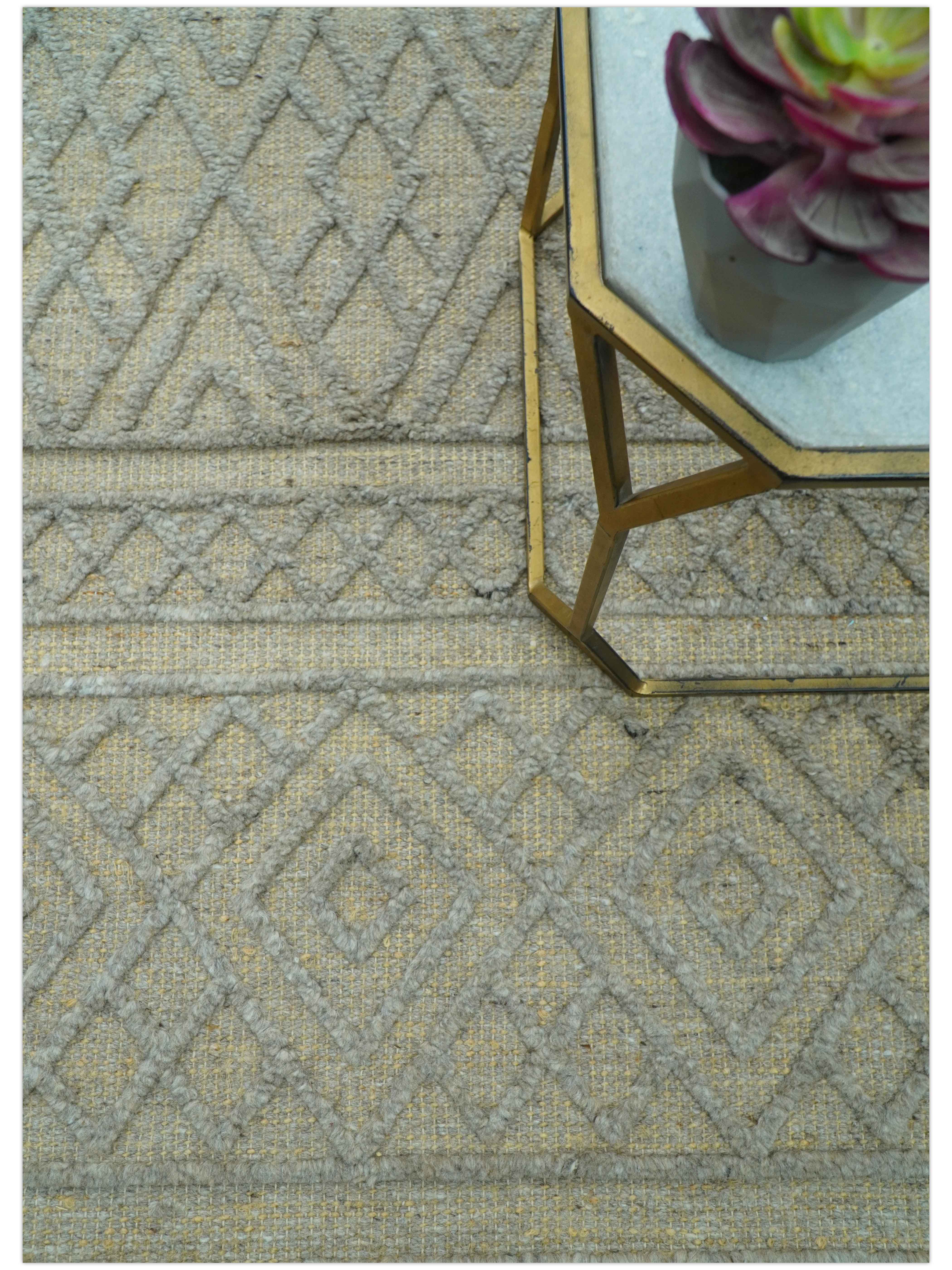 Custom Made Hand Knotted Modern Contemporary Gray Wool Area Rug - Image 3