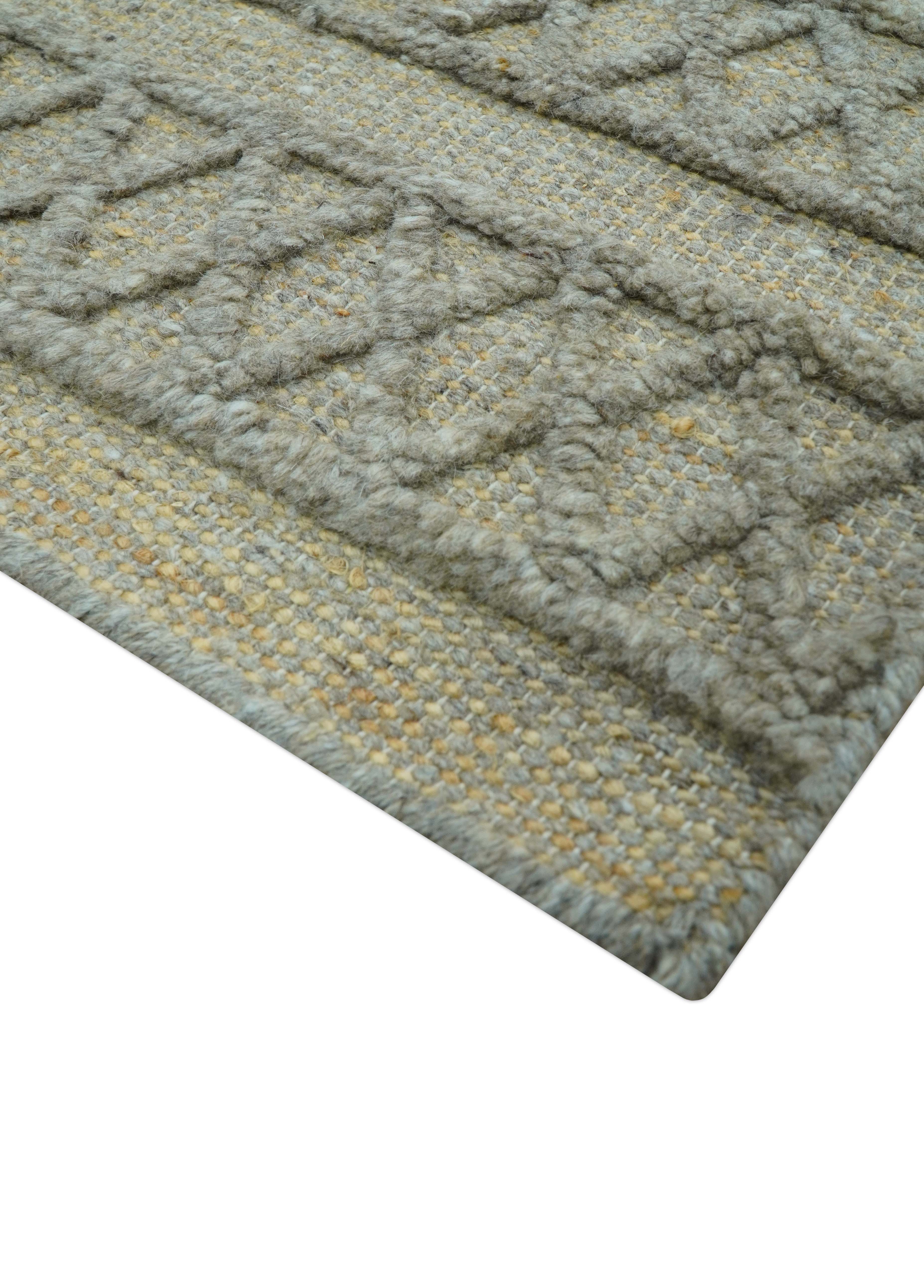 Custom Made Hand Knotted Modern Contemporary Gray Wool Area Rug - Image 8