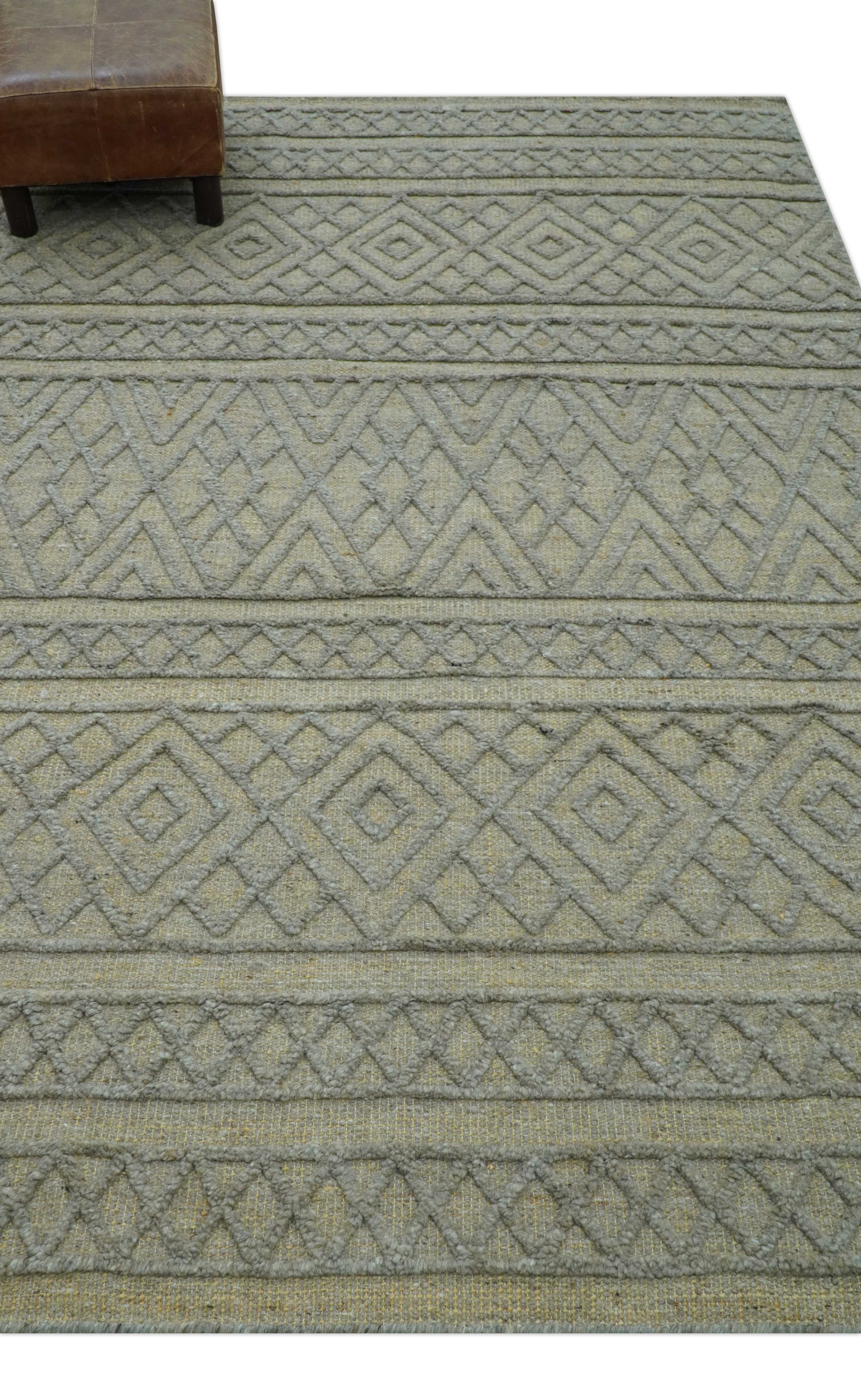 Custom Made Hand Knotted Modern Contemporary Gray Wool Area Rug - Image 9
