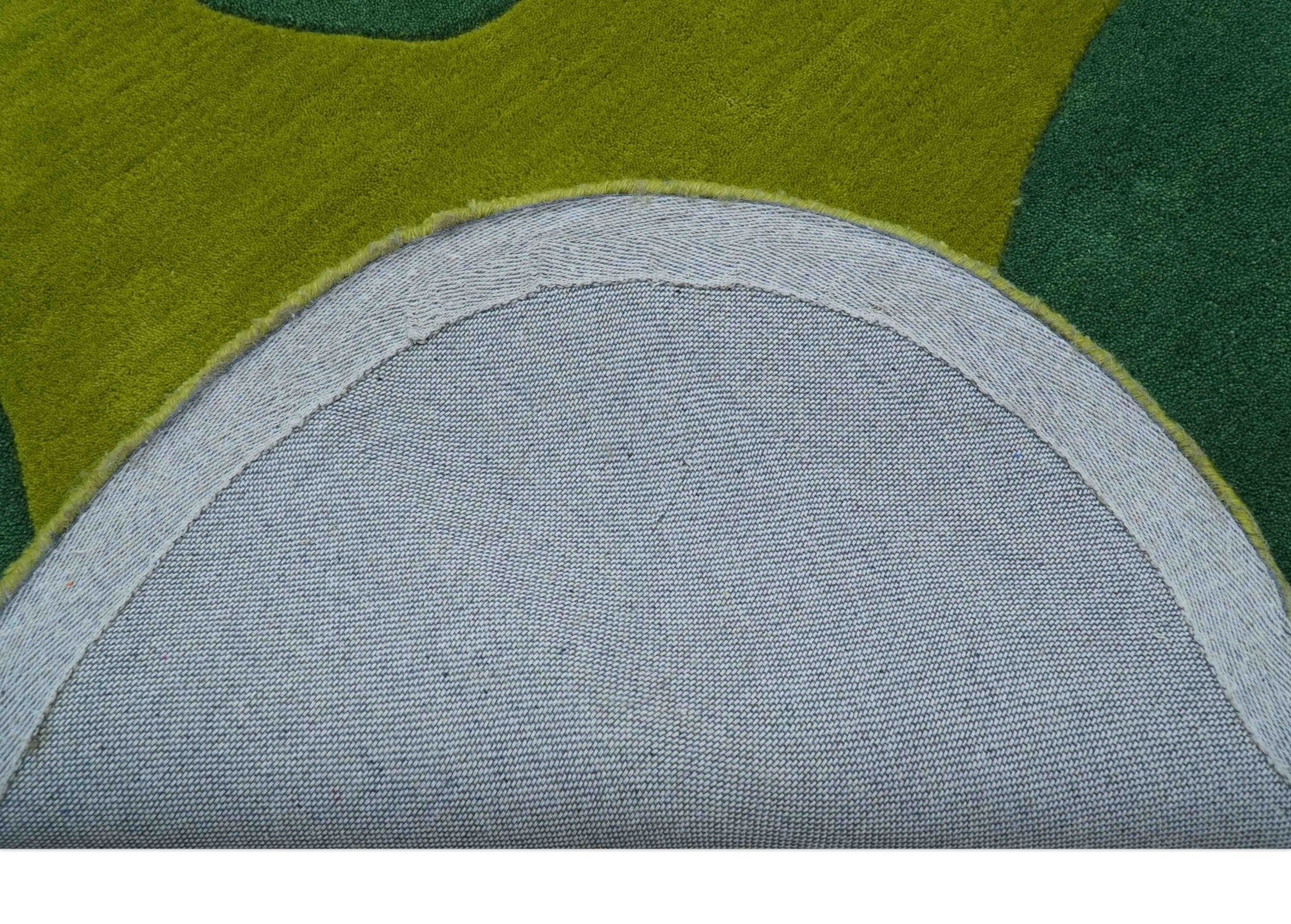 Custom Made Hand Tufted Green Modern Abstract Design Wool shape Rug - Image 5