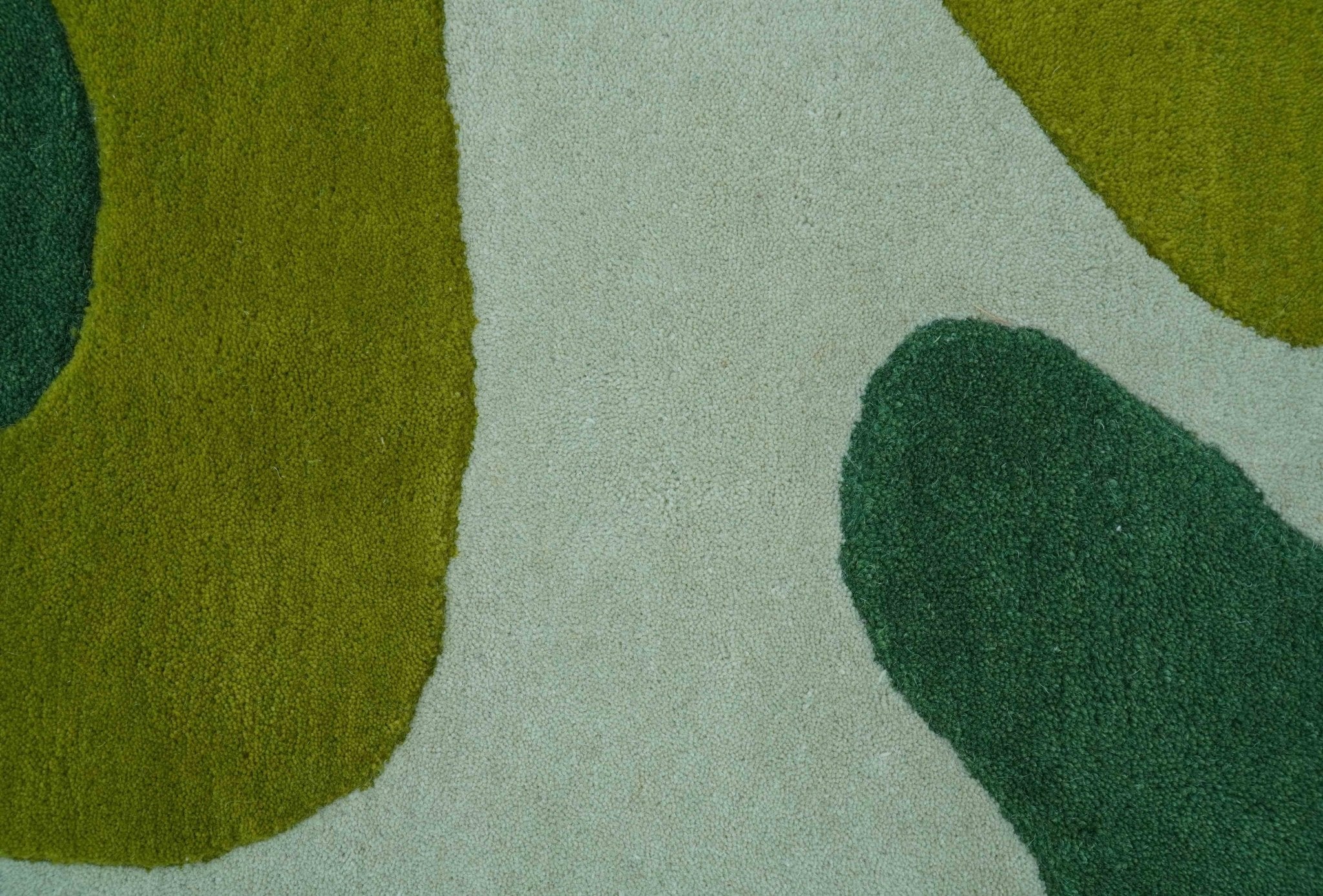 Custom Made Hand Tufted Green Modern Abstract Design Wool shape Rug - Image 8