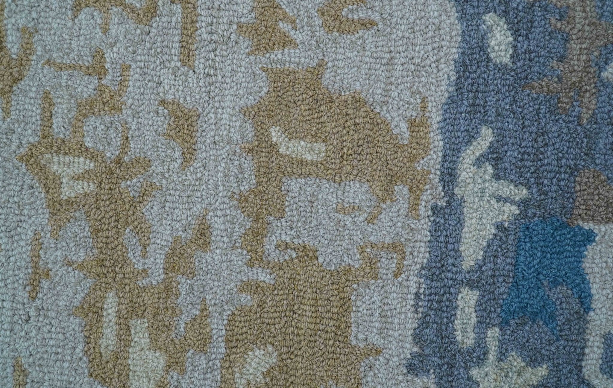 Custom Made Modern Abstract Blue And Beige Hand Tufted Wool Area Rug - Image 5