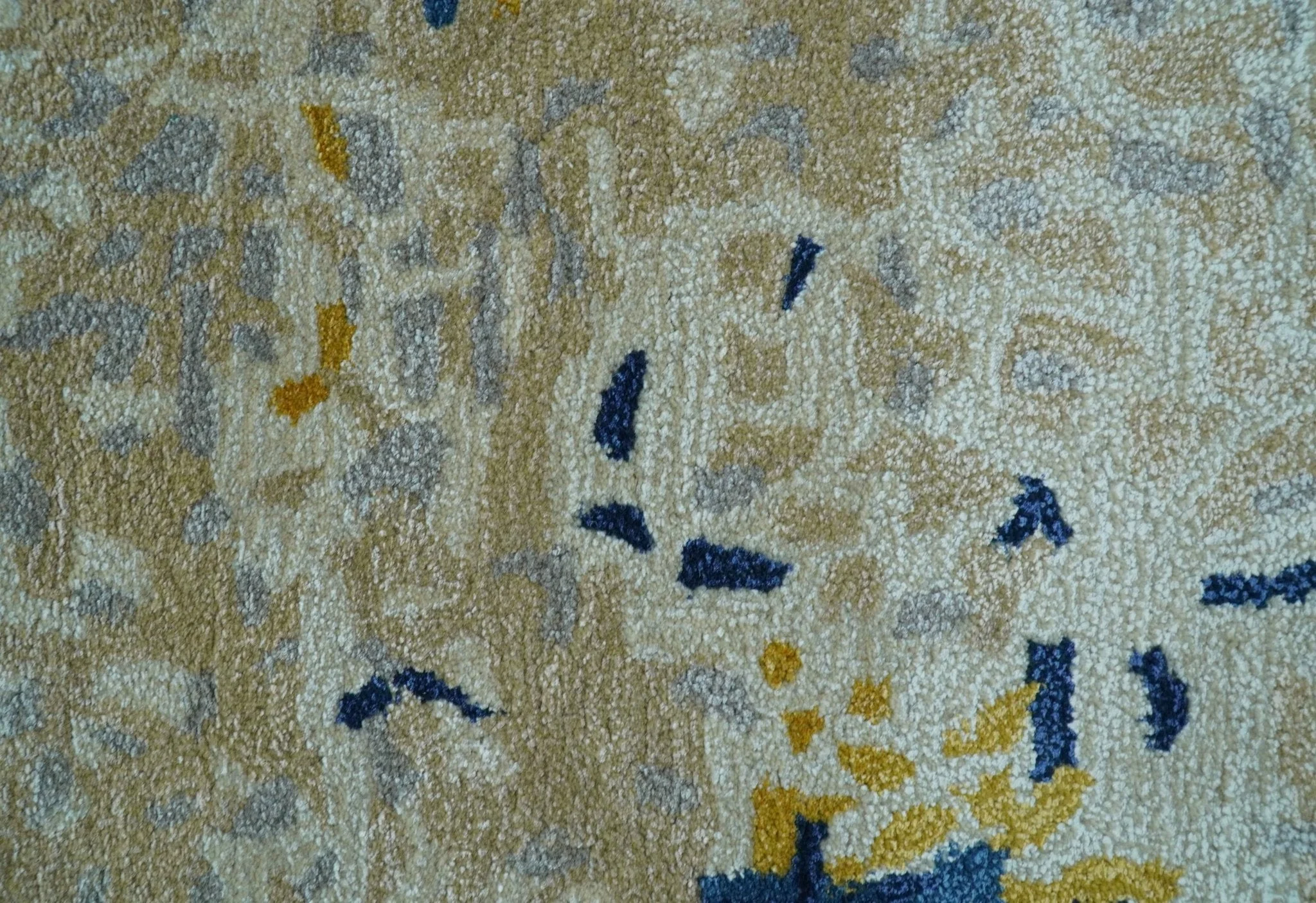 Custom Made Modern Abstract Blue And Beige Hand Tufted Wool-Art Silk Rug - Image 7