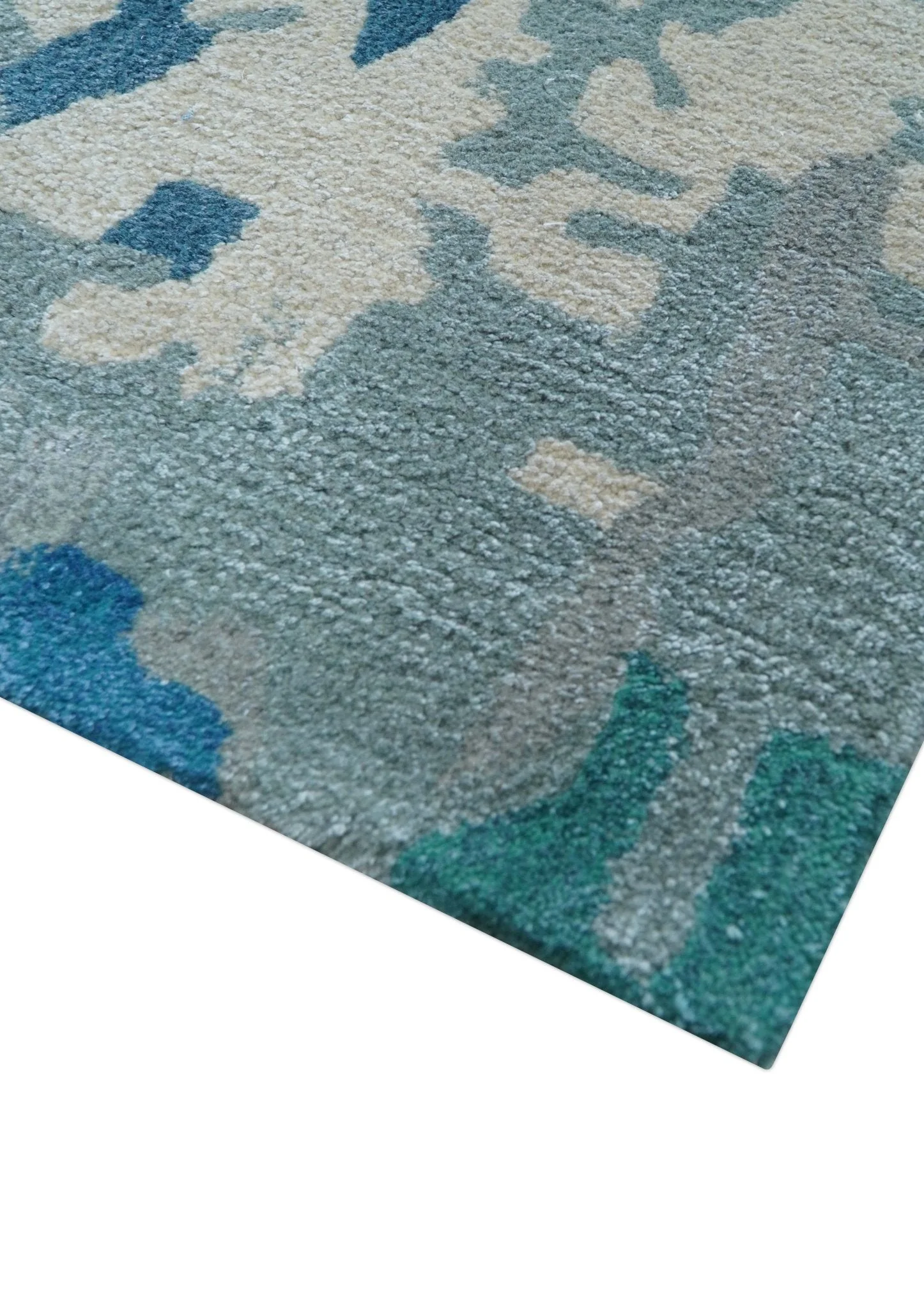 Custom Made Modern Abstract Blue Hand Tufted Wool Art-Silk Rug - Image 5
