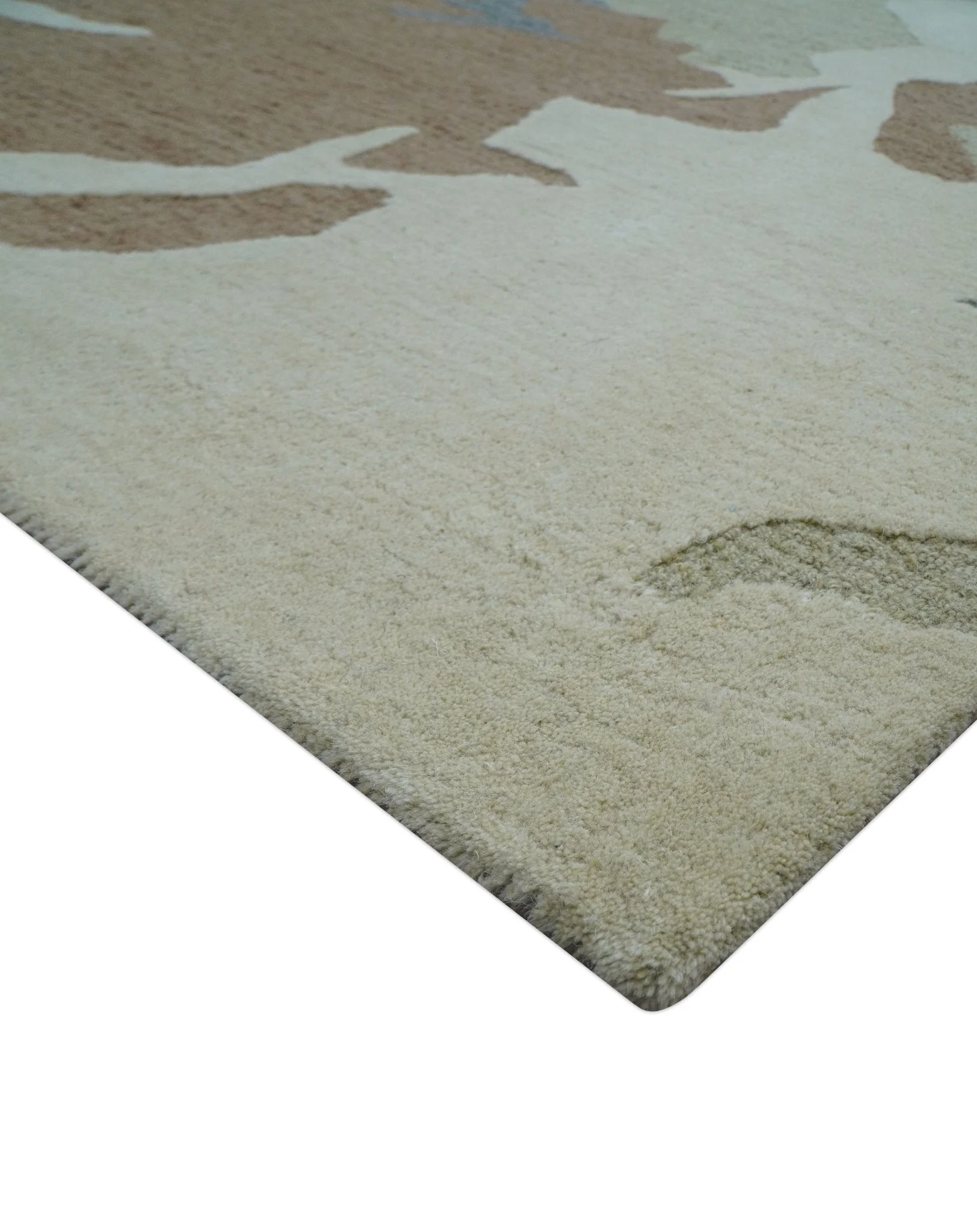Custom Made Modern Abstract Design Beige Hand Tufted Wool Area Rug - Image 6