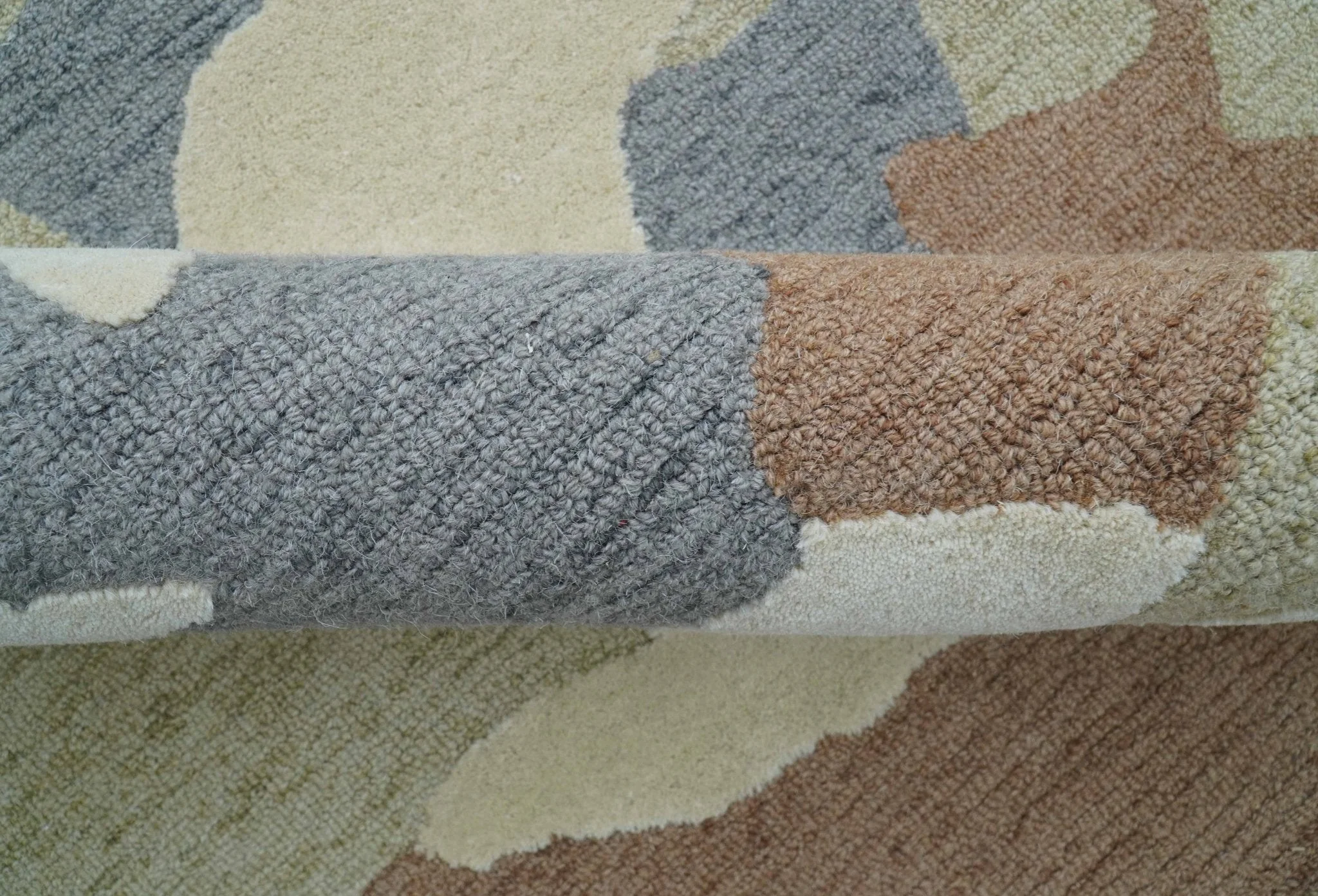 Custom Made Modern Abstract Design Beige Hand Tufted Wool Area Rug - Image 9