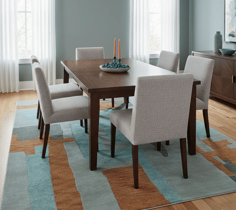 Custom Made Modern Abstract Gray And Blue Hand Tufted Wool Area Rug - Image 2