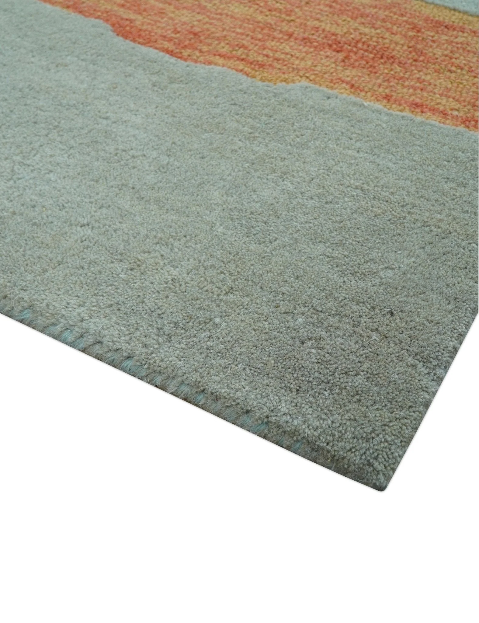 Custom Made Modern Abstract Gray And Blue Hand Tufted Wool Area Rug - Image 5