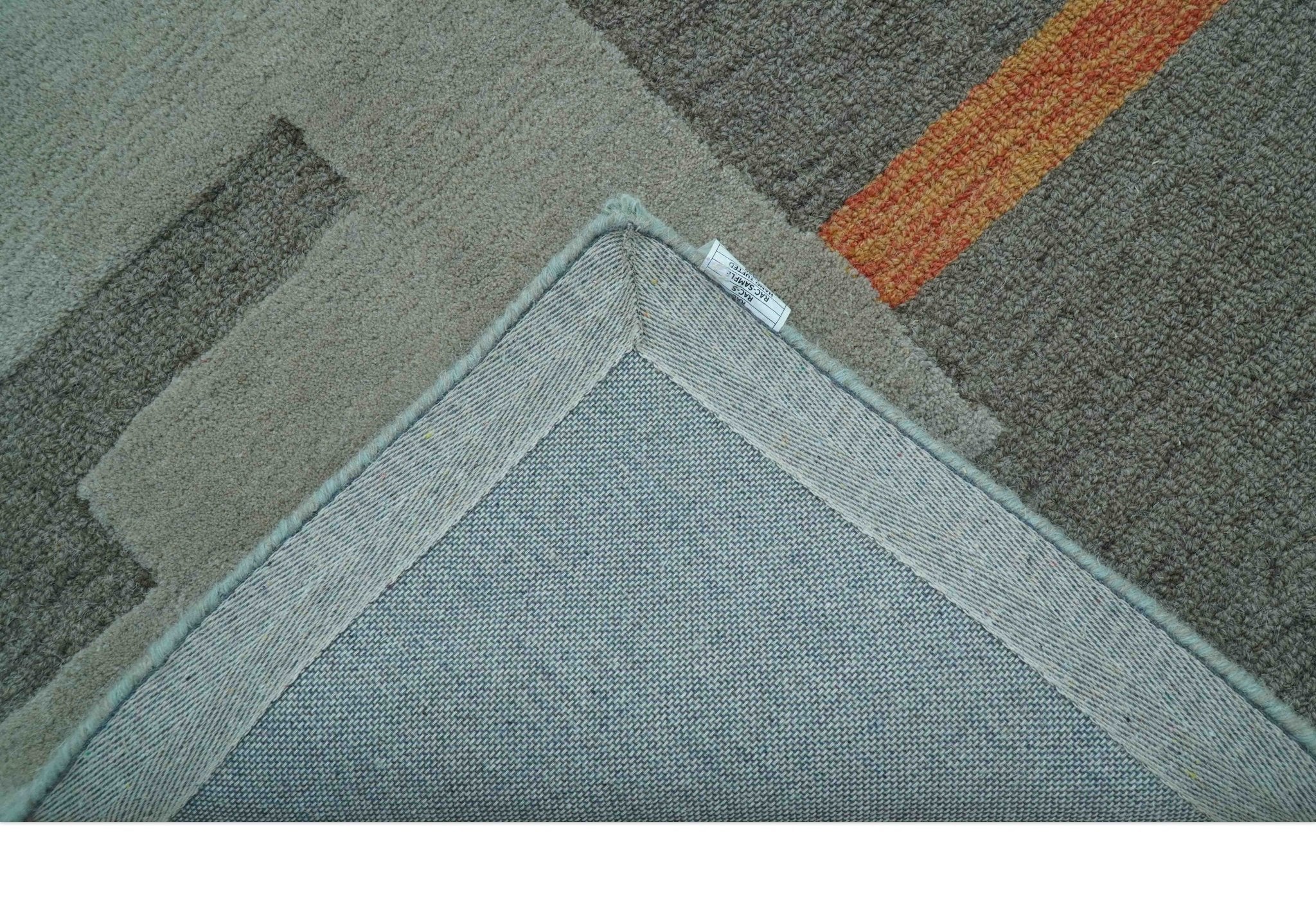 Custom Made Modern Abstract Gray And Blue Hand Tufted Wool Area Rug - Image 6