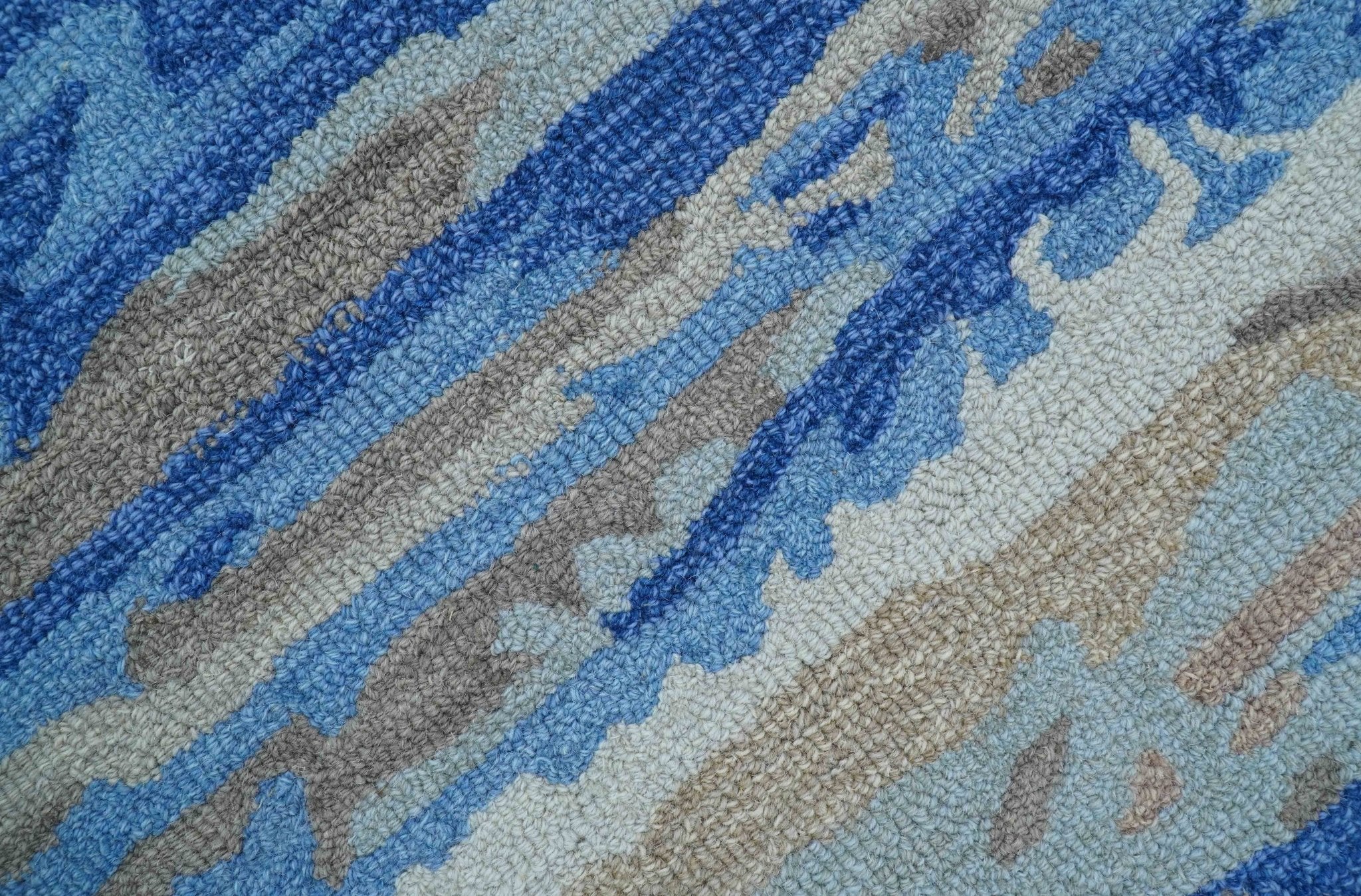 Custom Made Modern Abstract Silver And Blue Hand Tufted Wool  Rug - Image 6