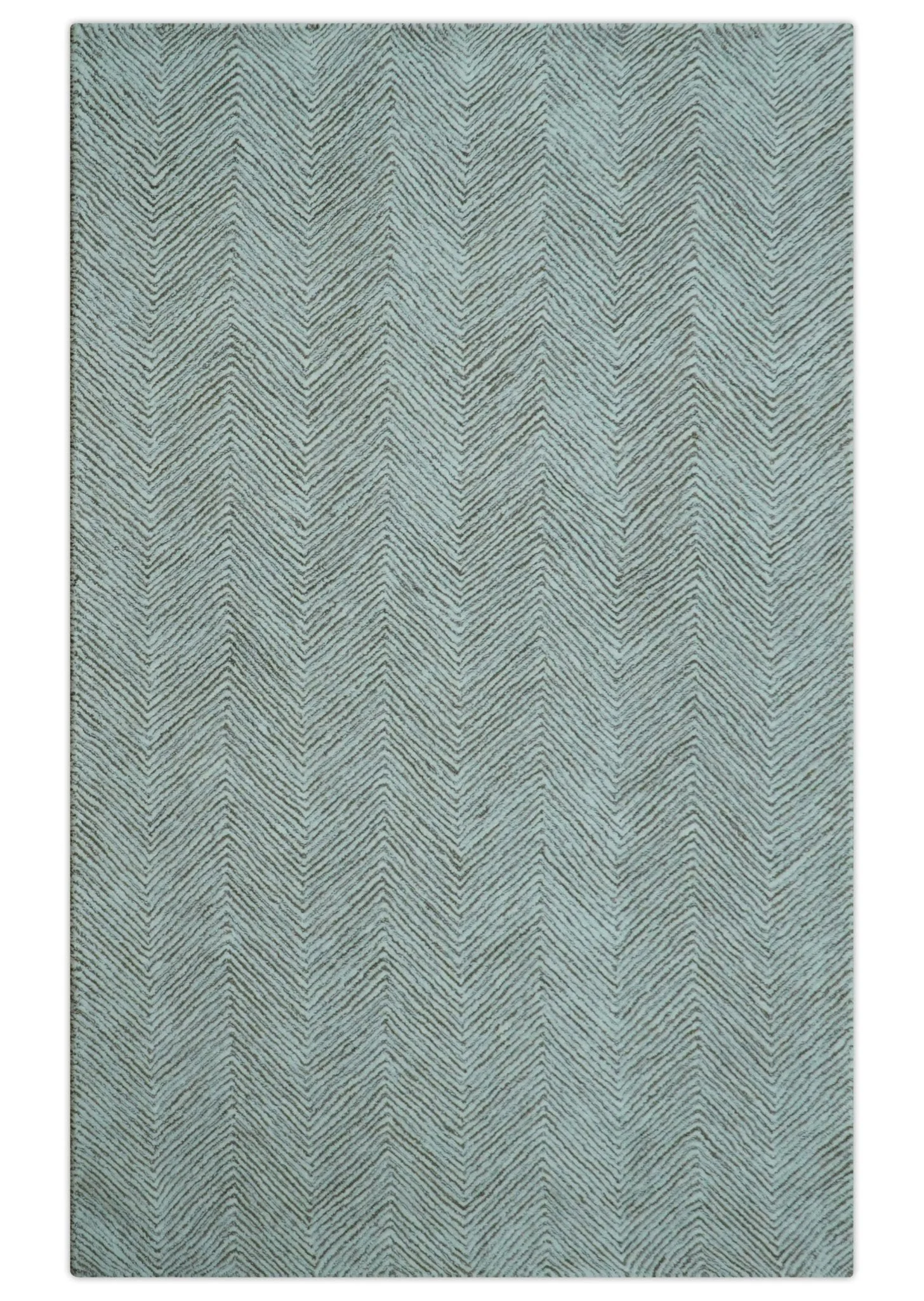Custom Made Modern Chevron Ivory And Brown Hand Tufted Wool Area Rug