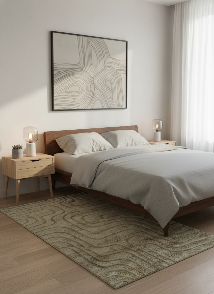 Custom Made Modern Contemporary Beige And Gray Hand Knotted Wool Rug - Image 2