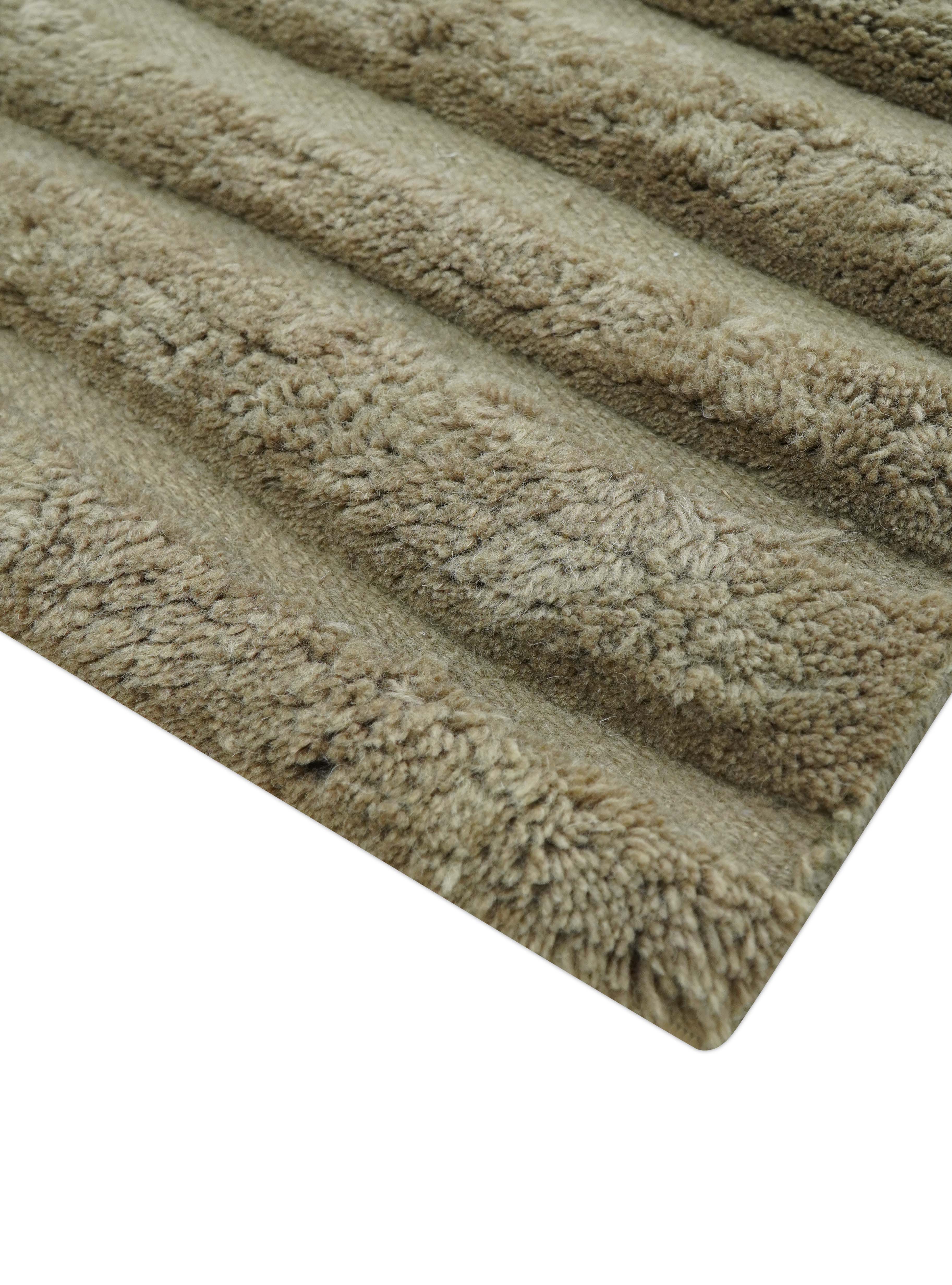 Custom Made Modern Contemporary Beige And Gray Hand Knotted Wool Rug - Image 8