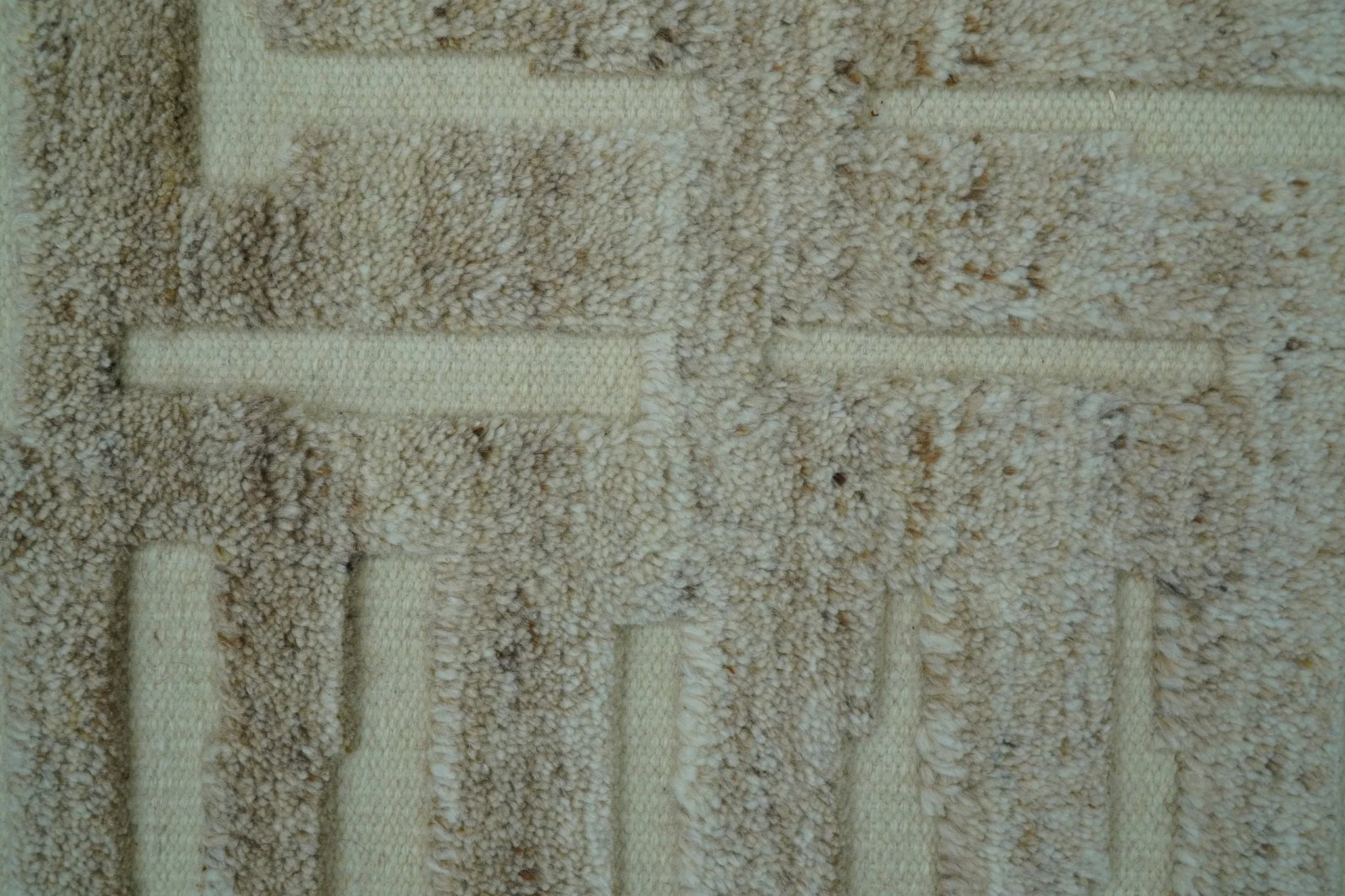 Custom Made Modern Contemporary Beige Hand Knotted Wool Area Rug - Image 5