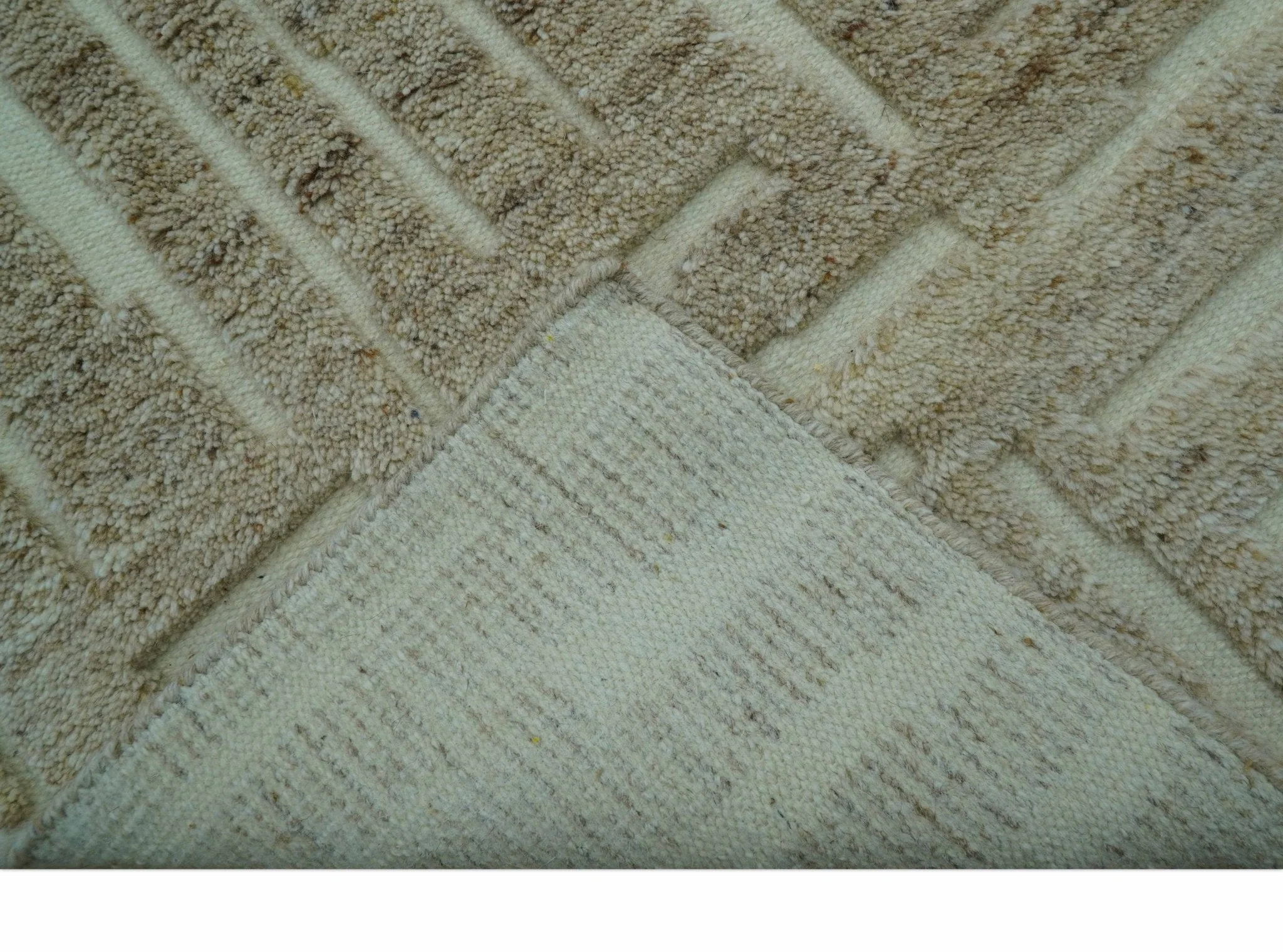 Custom Made Modern Contemporary Beige Hand Knotted Wool Area Rug - Image 7