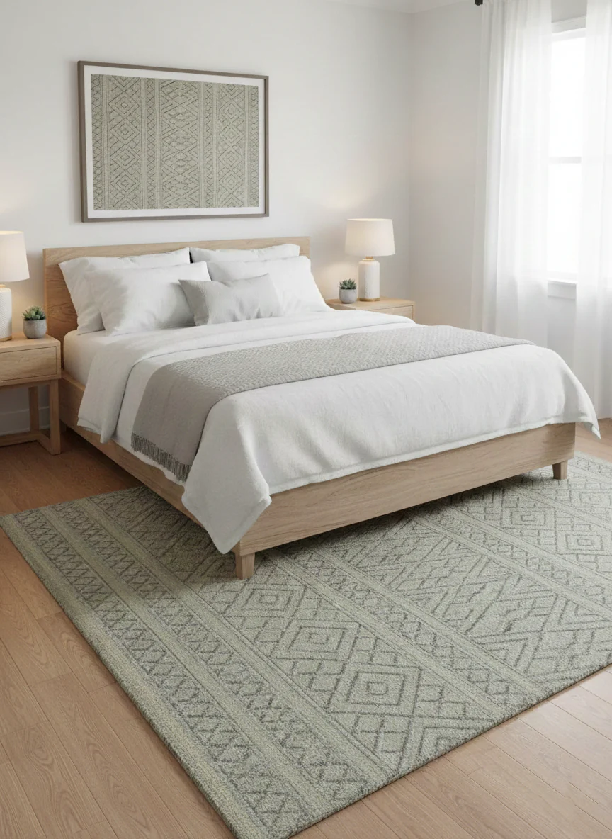 Custom Made Modern Contemporary Beige Hand Knotted Wool Area Rug - Image 2