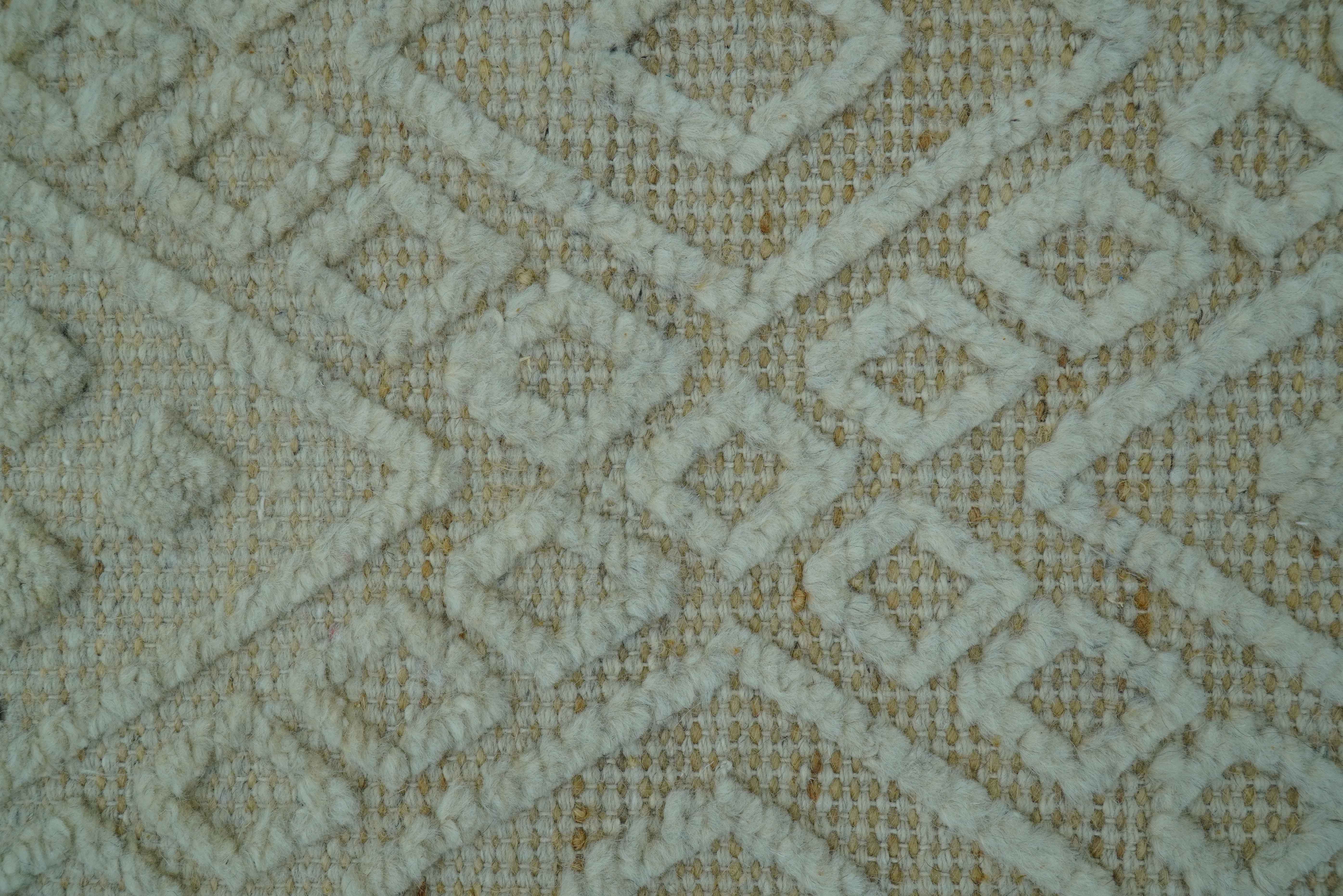 Custom Made Modern Contemporary Beige Hand Knotted Wool Area Rug - Image 5