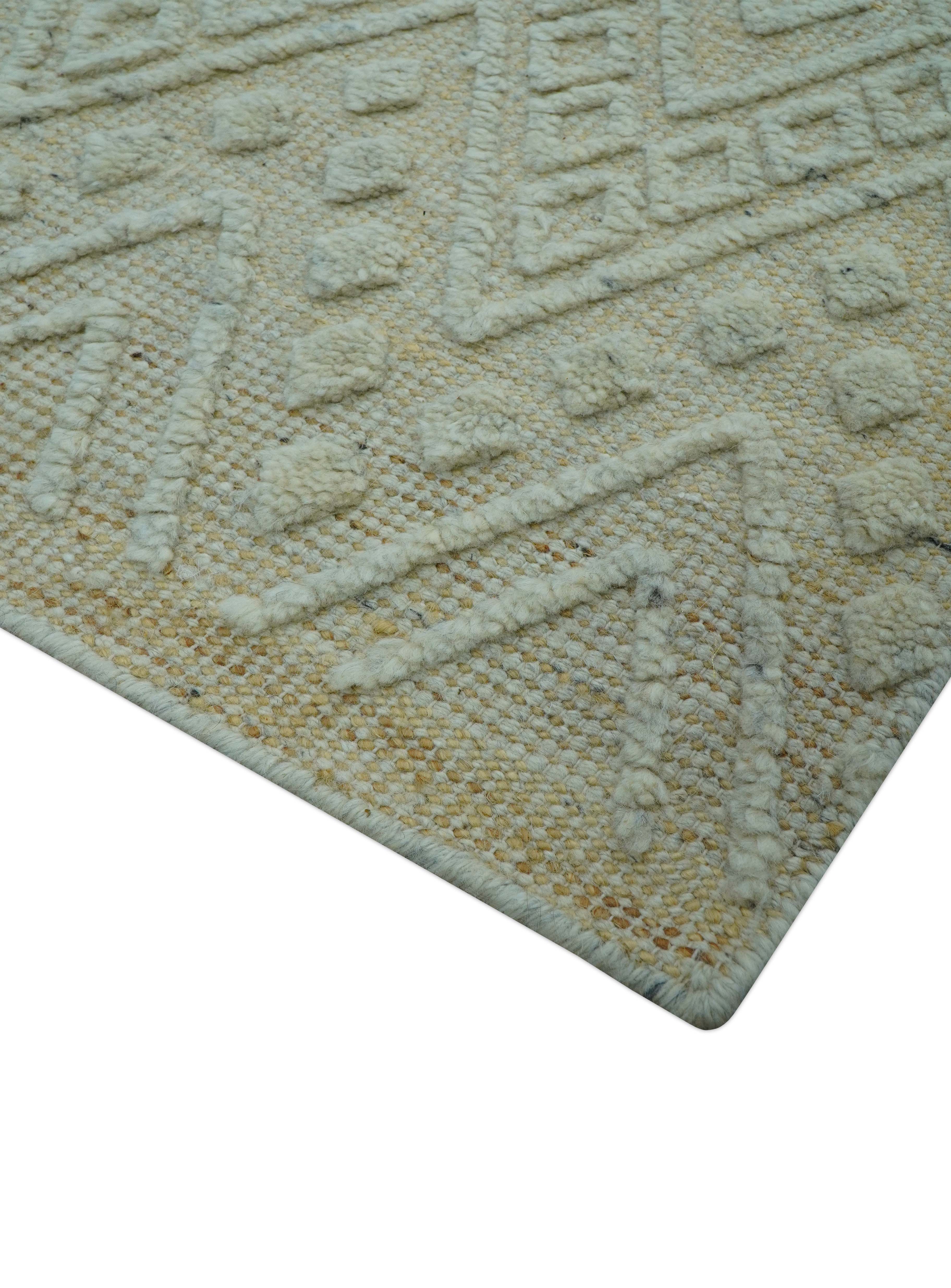 Custom Made Modern Contemporary Beige Hand Knotted Wool Area Rug - Image 9