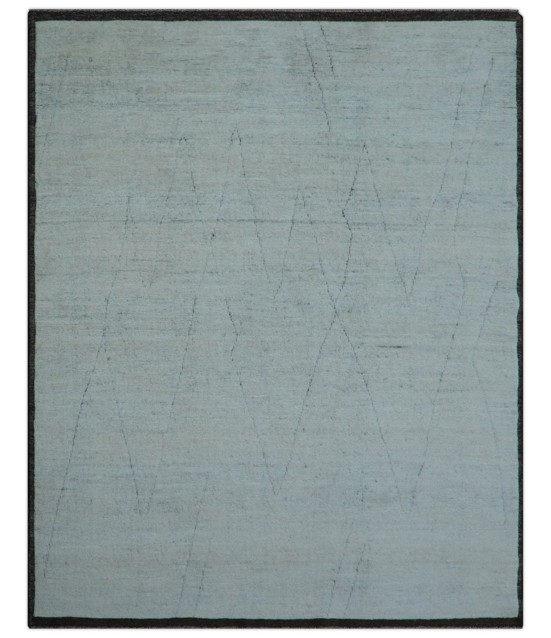 Custom Made Modern Contemporary White and Brown Hand Knotted Wool Rug