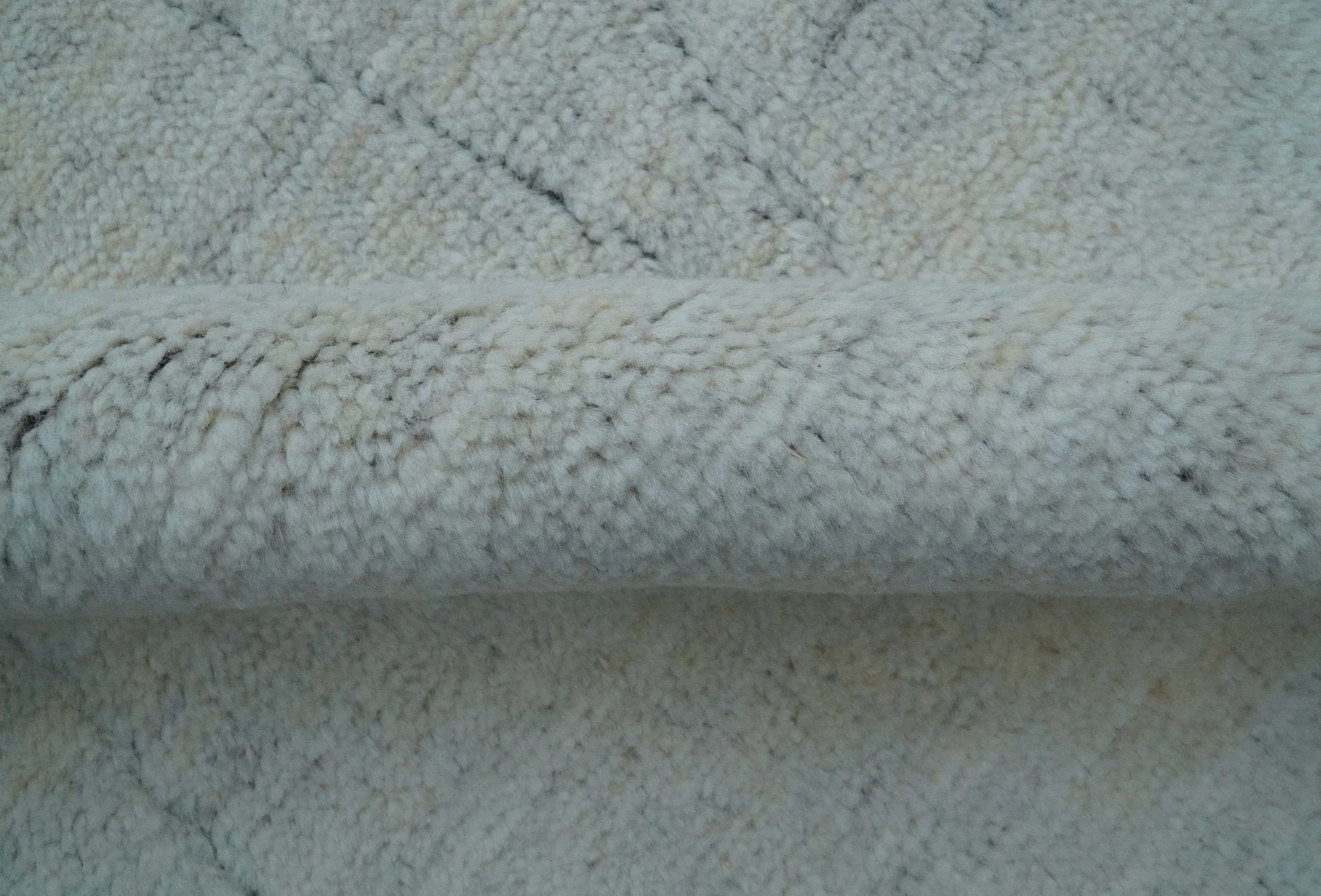 Custom Made Modern Contemporary White and Brown Hand Knotted Wool Rug - Image 5