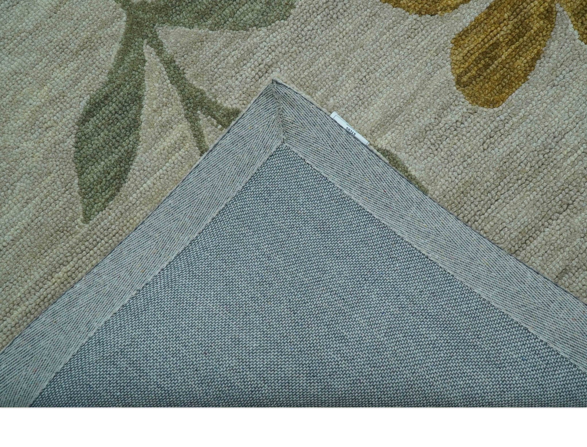 Custom Made Modern Floral Design Beige Hand Tufted Wool Area Rug - Image 5