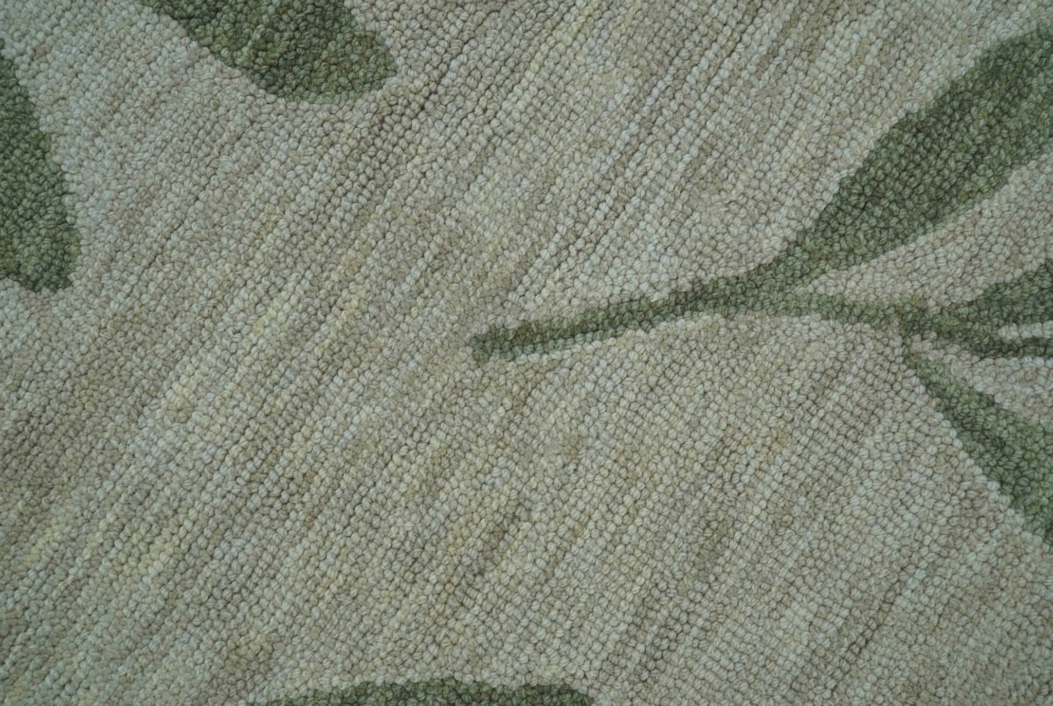 Custom Made Modern Floral Design Beige Hand Tufted Wool Area Rug - Image 8