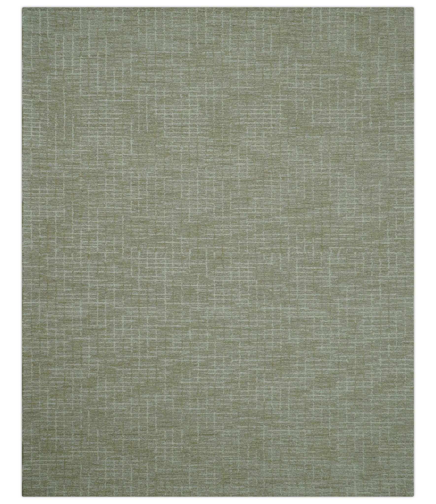 Custom Made Modern Geometrical Beige Hand Tufted Wool Area Rug
