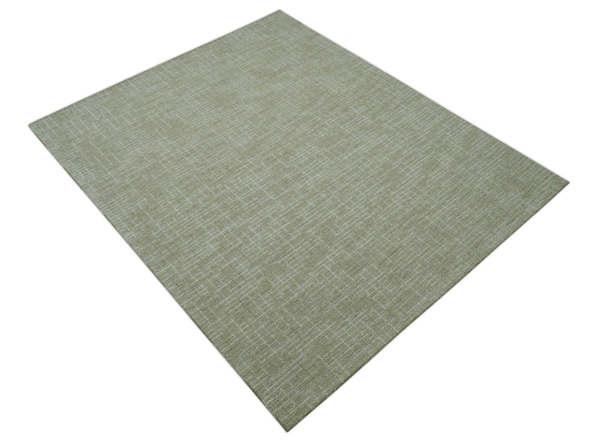 Custom Made Modern Geometrical Beige Hand Tufted Wool Area Rug - Image 11