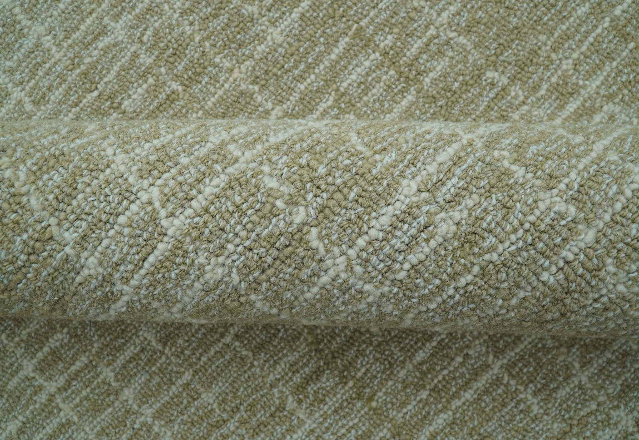 Custom Made Modern Geometrical Beige Hand Tufted Wool Area Rug - Image 9