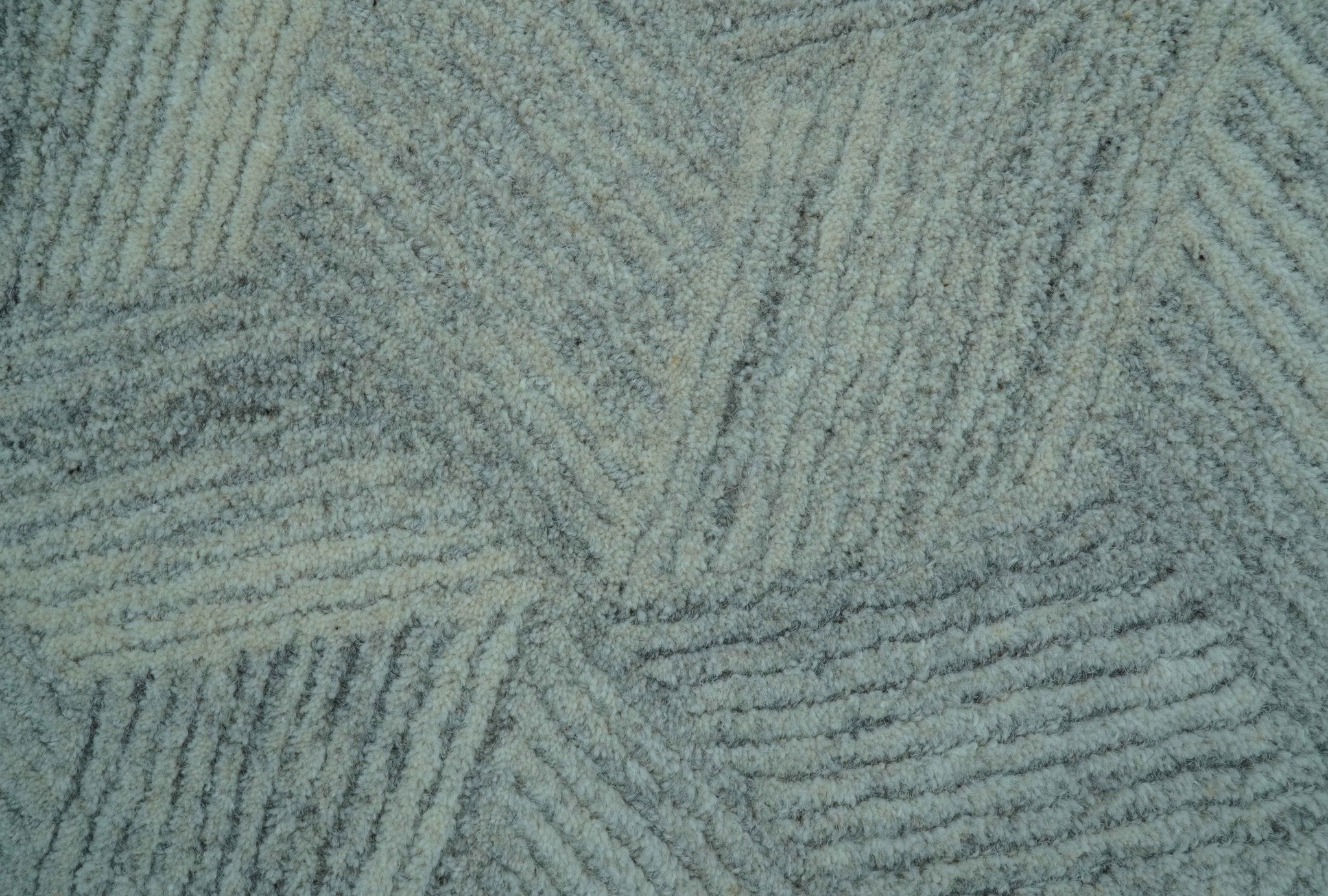 Custom Made Modern Geometrical Gray Hand Tufted Natural Wool Area Rug - Image 8