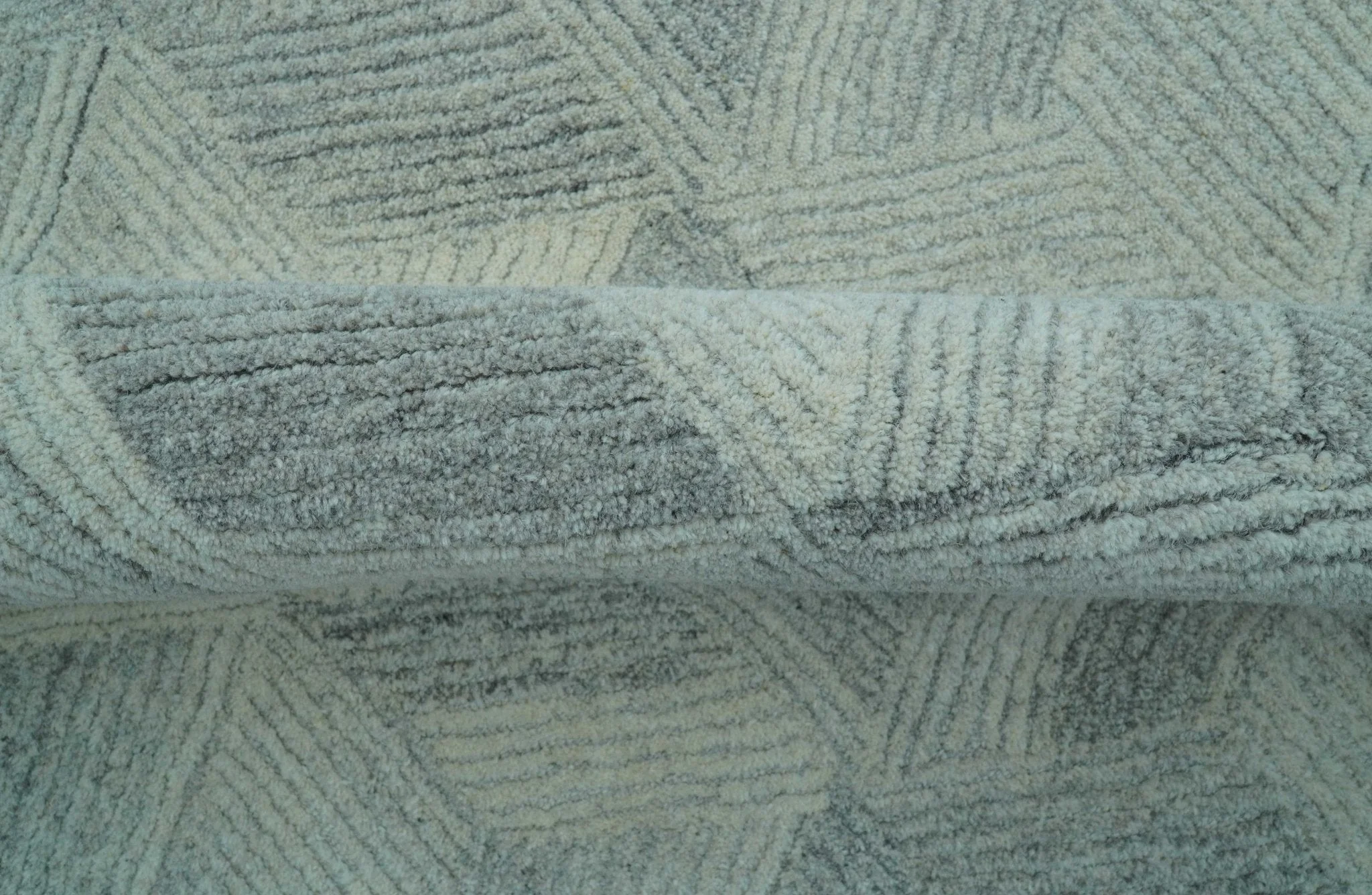 Custom Made Modern Geometrical Gray Hand Tufted Natural Wool Area Rug - Image 9