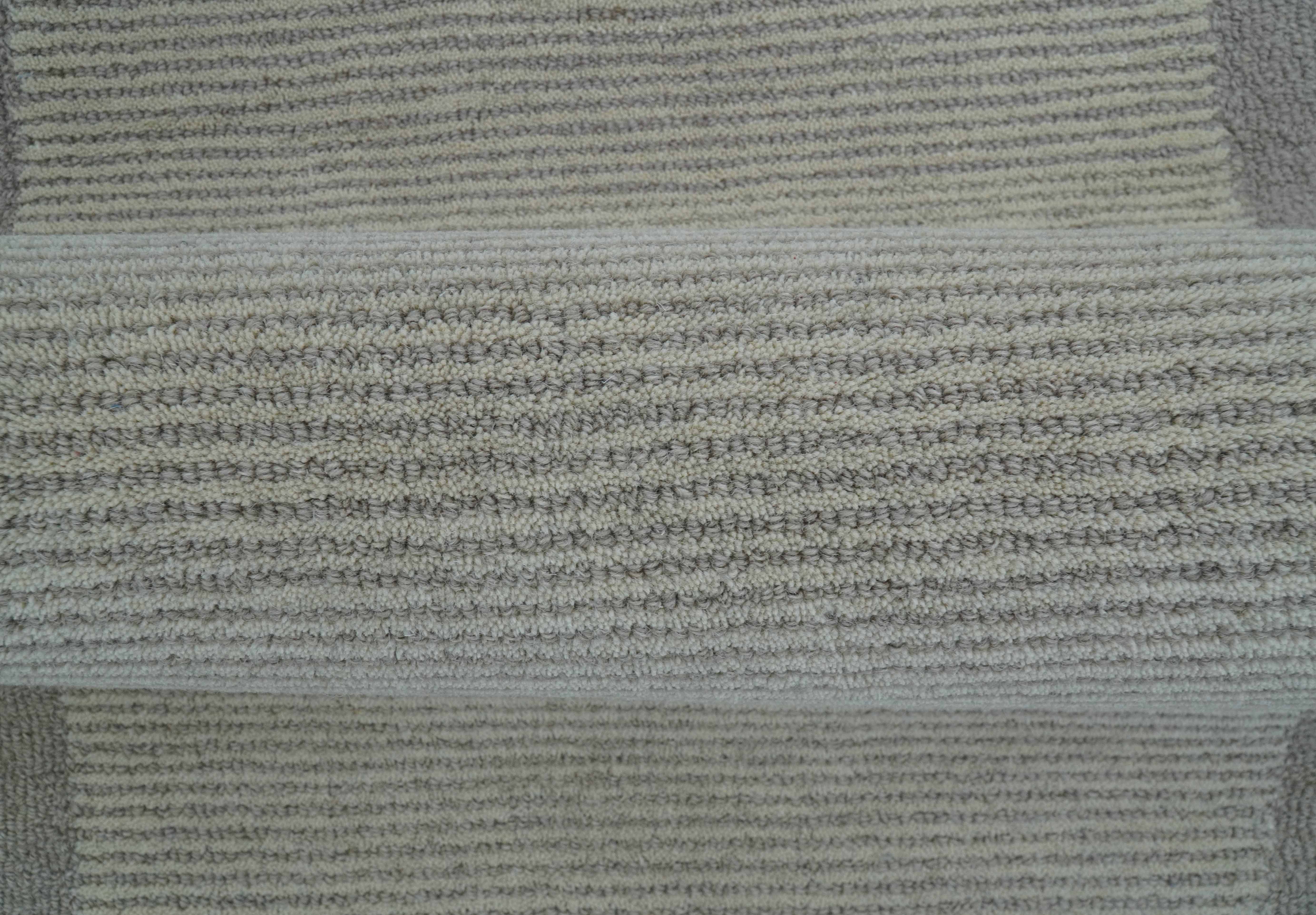 Custom Made Modern Solid Design Gray Hand Tufted Wool Rug - Image 4