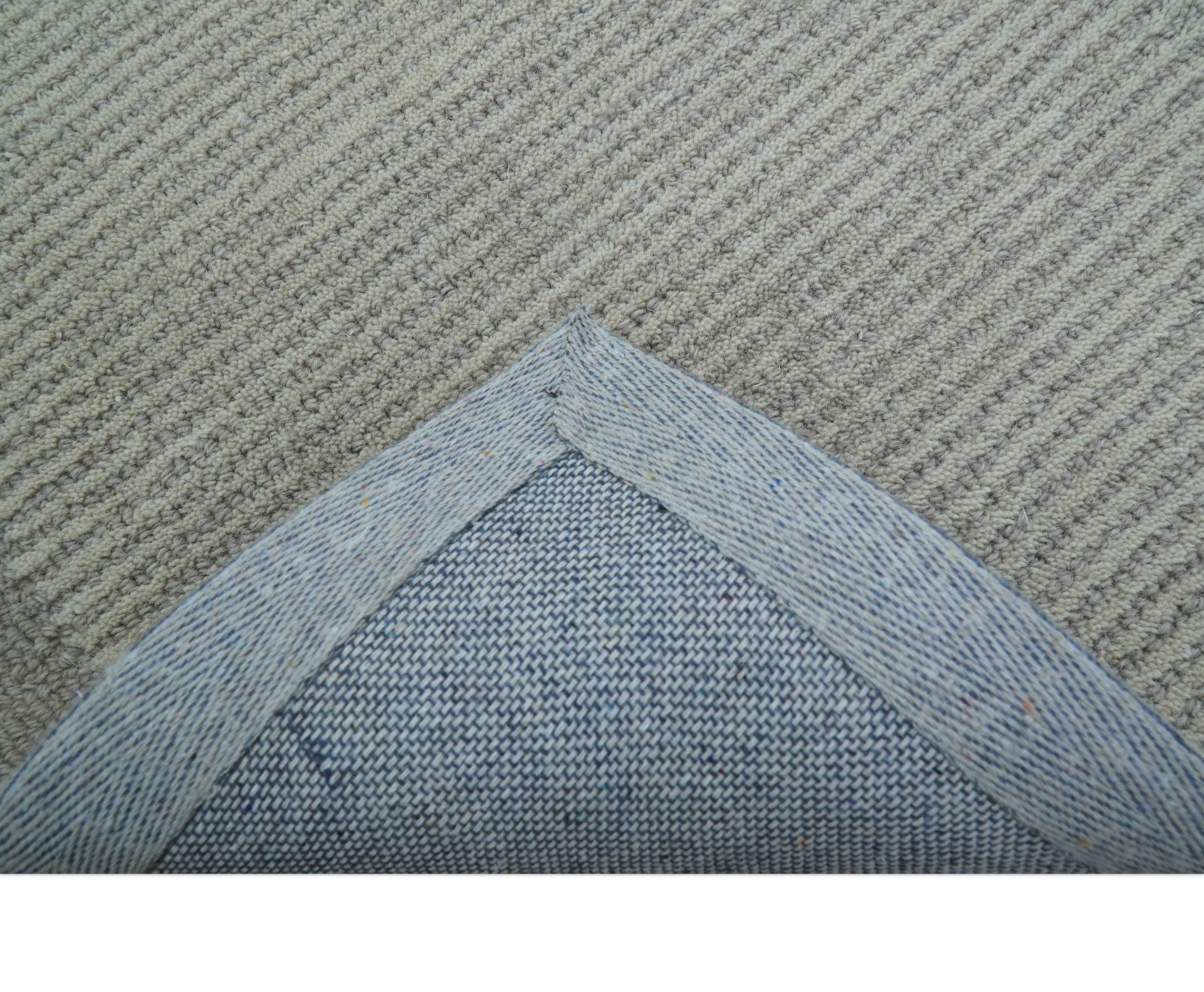 Custom Made Modern Solid Design Gray Hand Tufted Wool Rug - Image 5