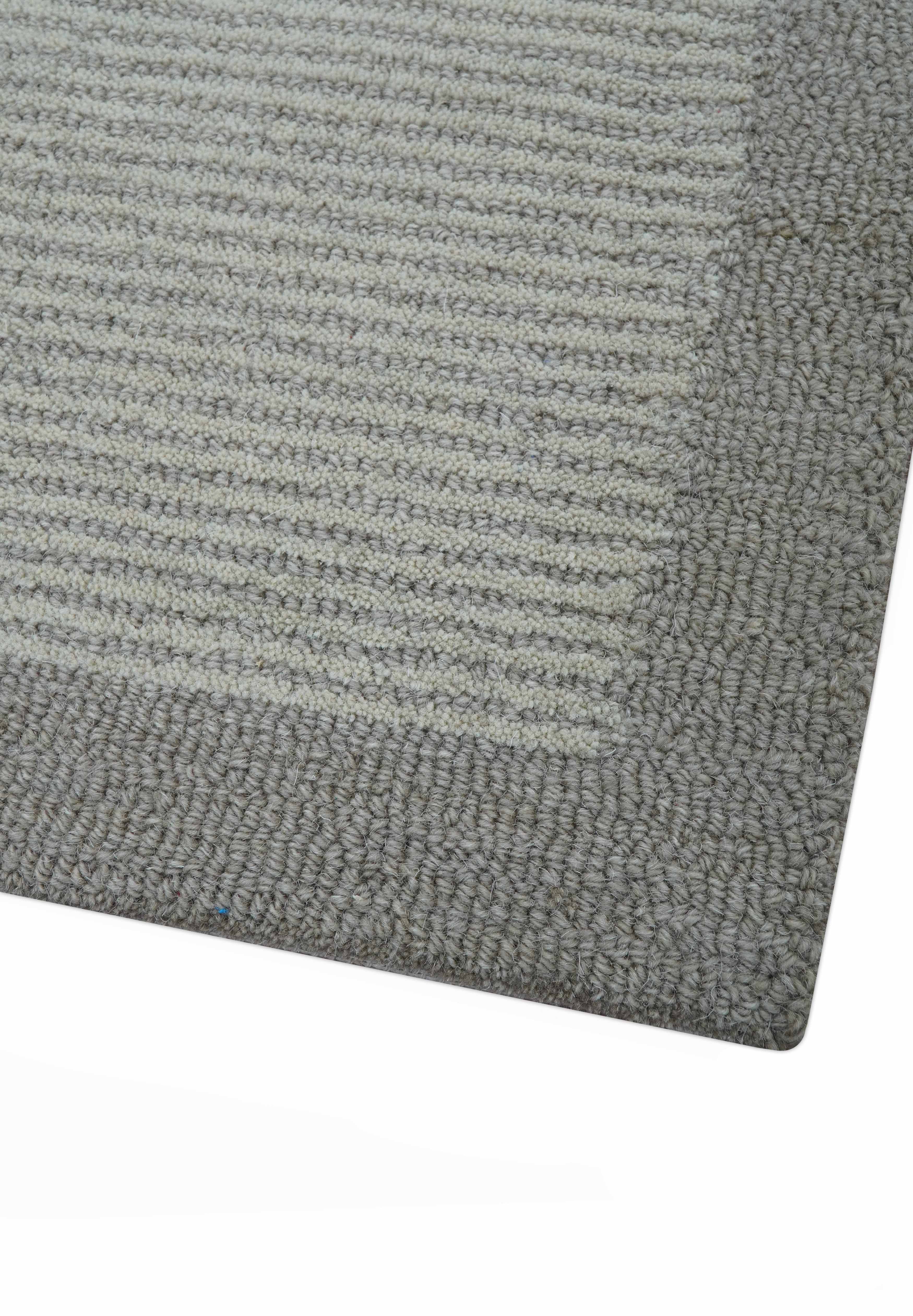 Custom Made Modern Solid Design Gray Hand Tufted Wool Rug - Image 7