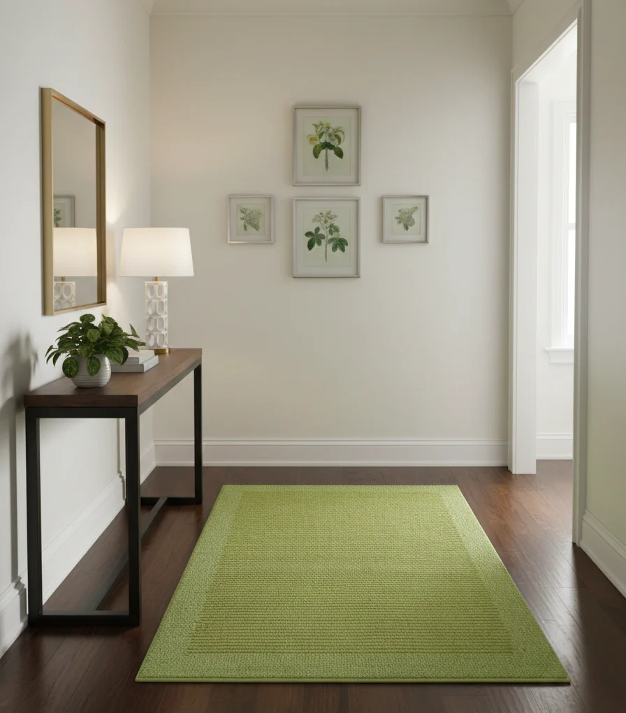 Custom Made Modern Solid Design Green Hand Tufted Wool Rug - Image 2