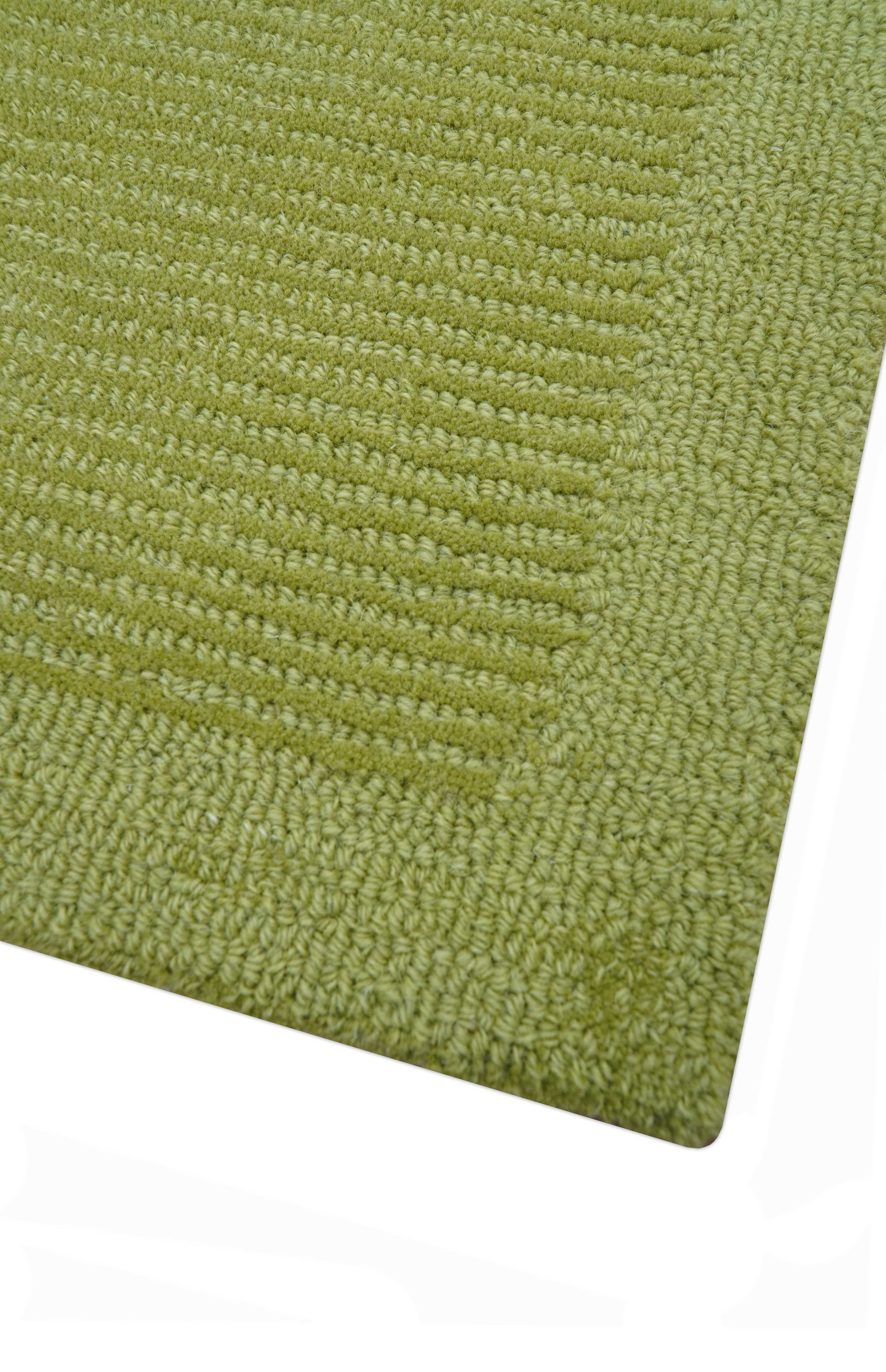Custom Made Modern Solid Design Green Hand Tufted Wool Rug - Image 6