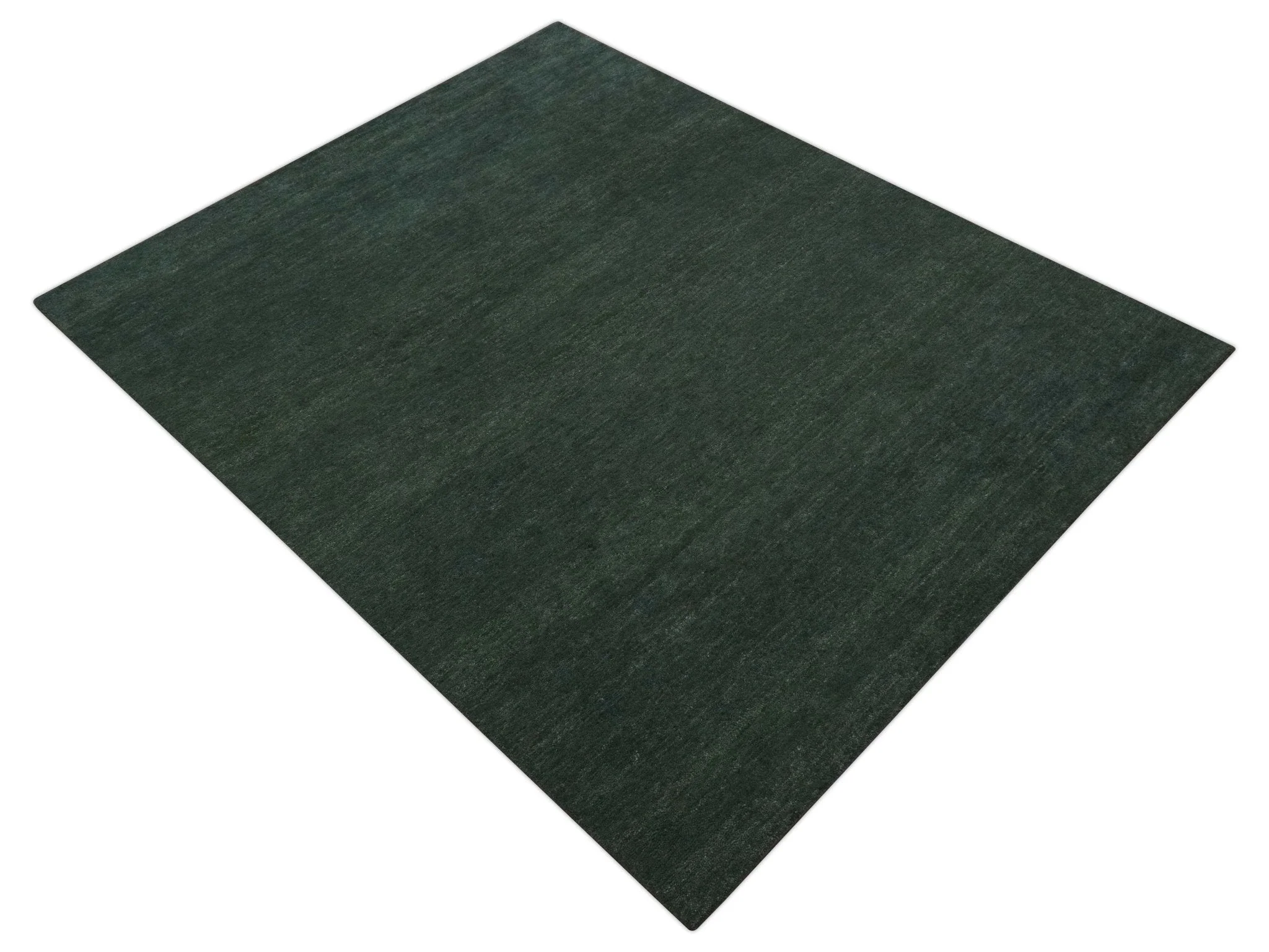 Custom Made Modern Solid Green Hand Tufted Wool Area Rug - Image 10