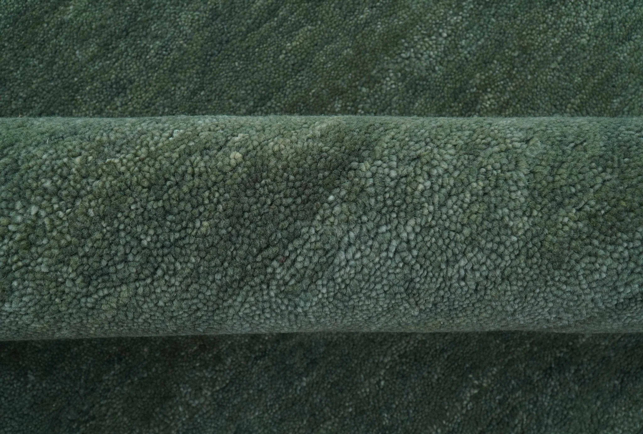 Custom Made Modern Solid Green Hand Tufted Wool Area Rug - Image 5