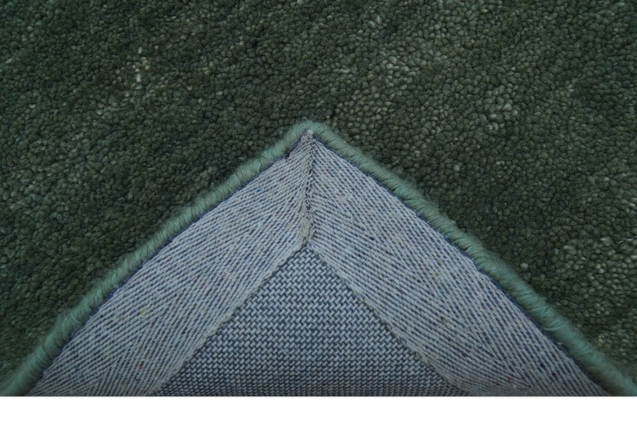 Custom Made Modern Solid Green Hand Tufted Wool Area Rug - Image 6