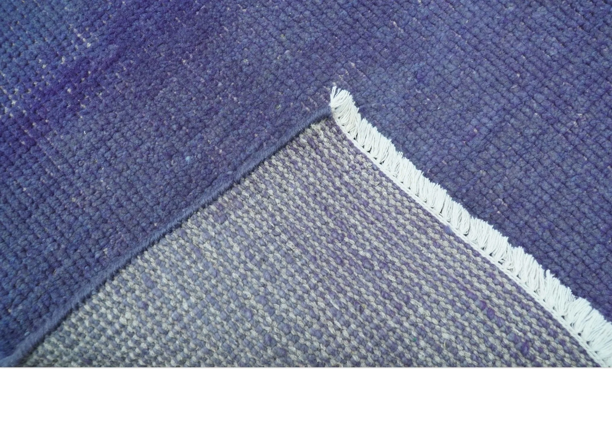 Custom Made Modern Solid Overdyed Blue Hand Knotted Wool Area Rug - Image 4